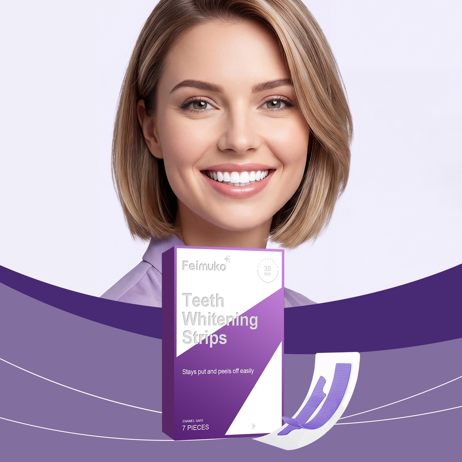  Purple Brightening Teeth Whitening Strips For Gentle Stain Removal And Daily Oral Care Treatment
