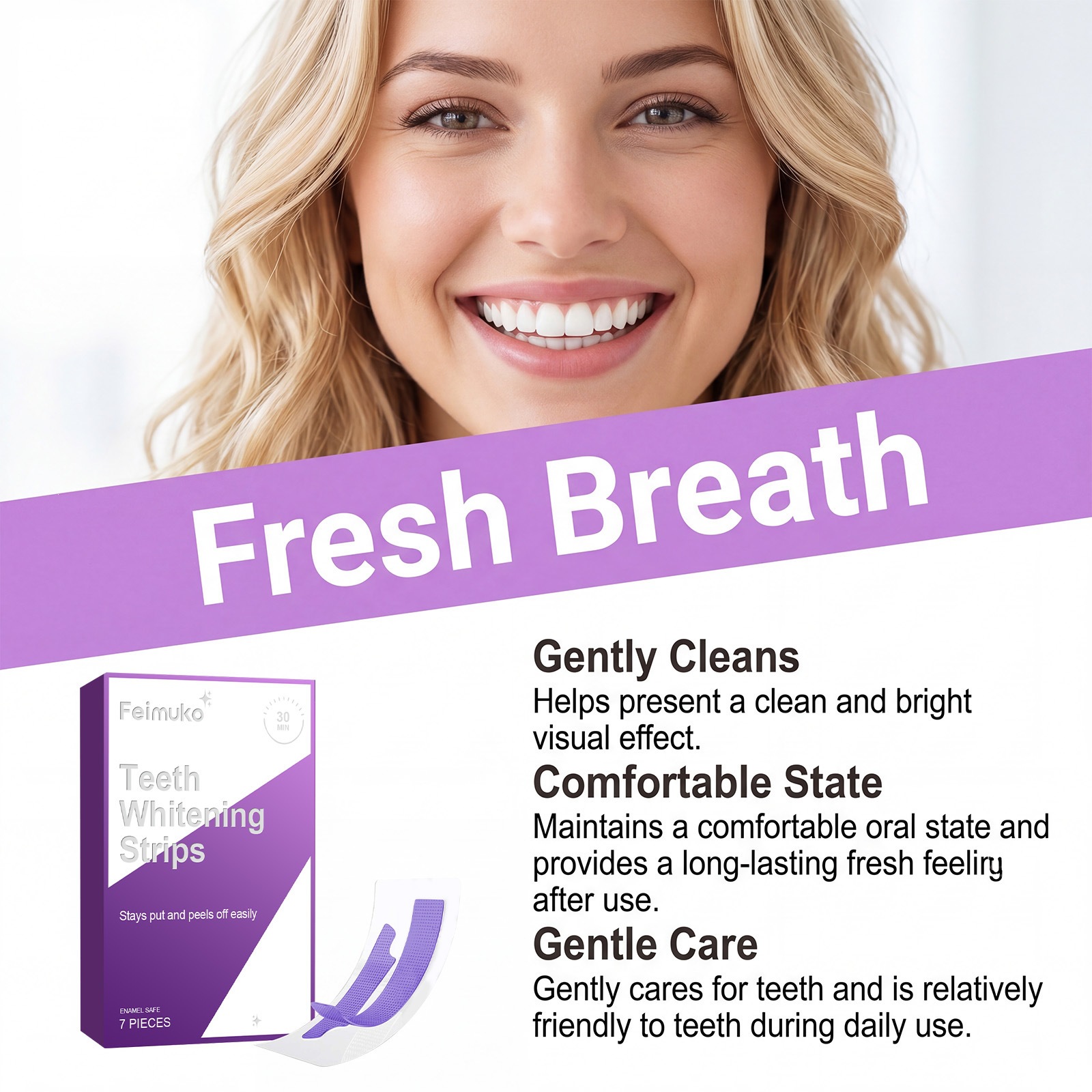  Purple Brightening Teeth Whitening Strips For Gentle Stain Removal And Daily Oral Care Treatment