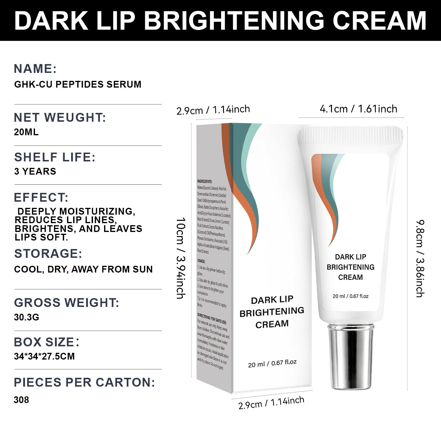 Dark Lip Brightening Cream For Night And Day Care Reducing Pigmentation Evening Lip Tone Daily Moisturizing Treatment