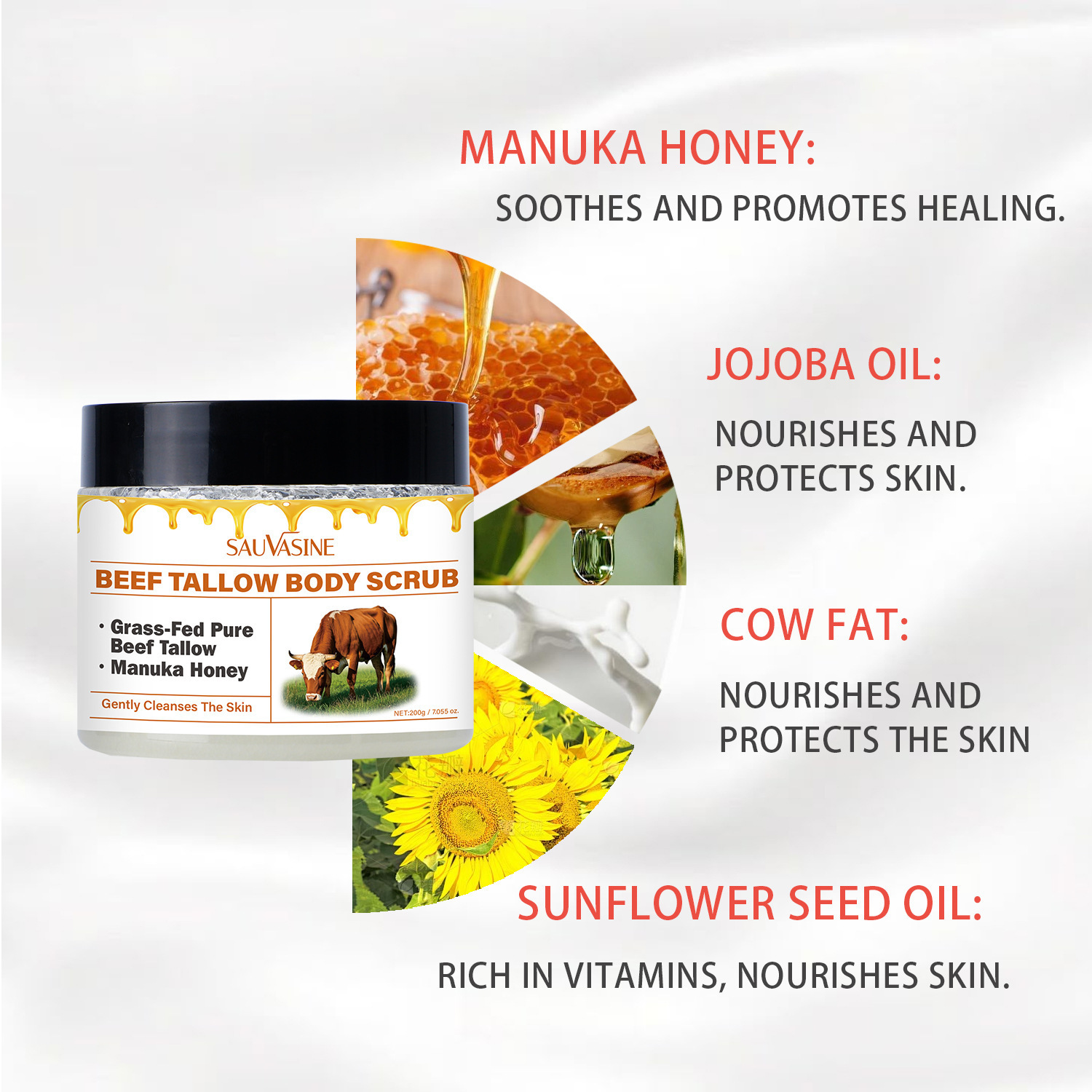Tallow Body Scrub Exfoliating Deep Cleansing For Smooth Skin Daily Shower And Spa Care Treatment