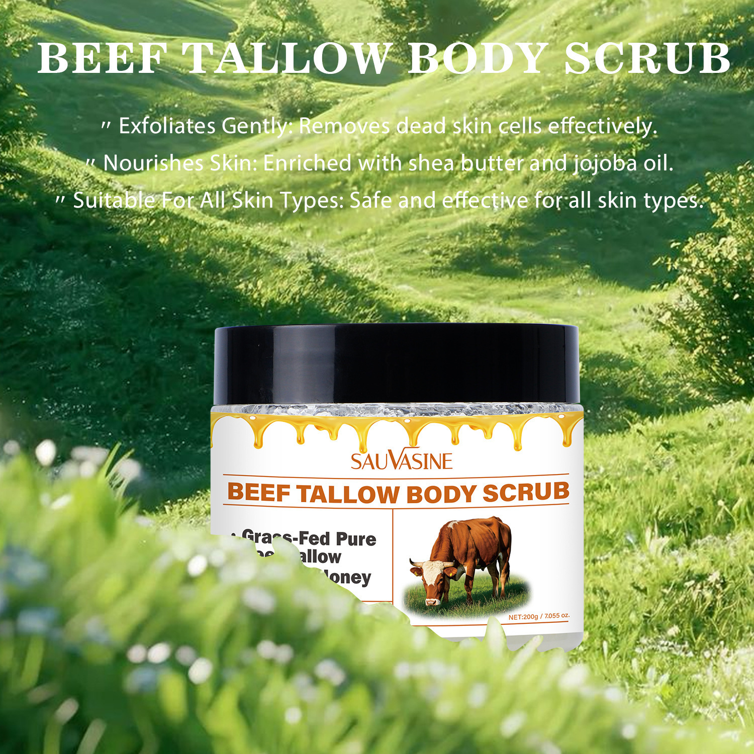 Tallow Body Scrub Exfoliating Deep Cleansing For Smooth Skin Daily Shower And Spa Care Treatment