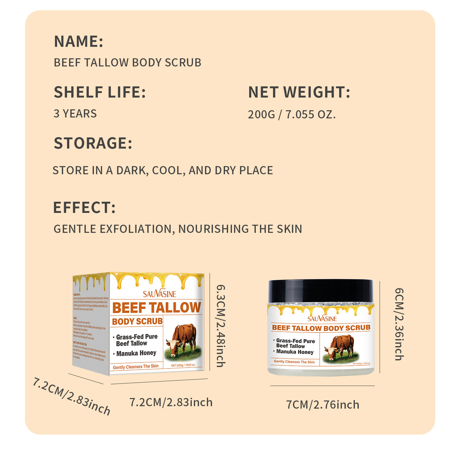 Tallow Body Scrub Exfoliating Deep Cleansing For Smooth Skin Daily Shower And Spa Care Treatment