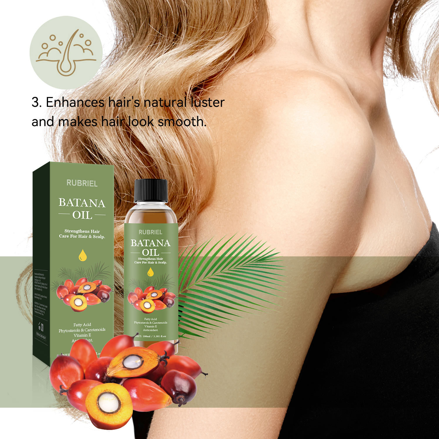 Batana Hair Oil Moisturizing Strengthening Anti Hair Loss For Thicker Fuller Hair Daily Scalp And Strand Care 100ml