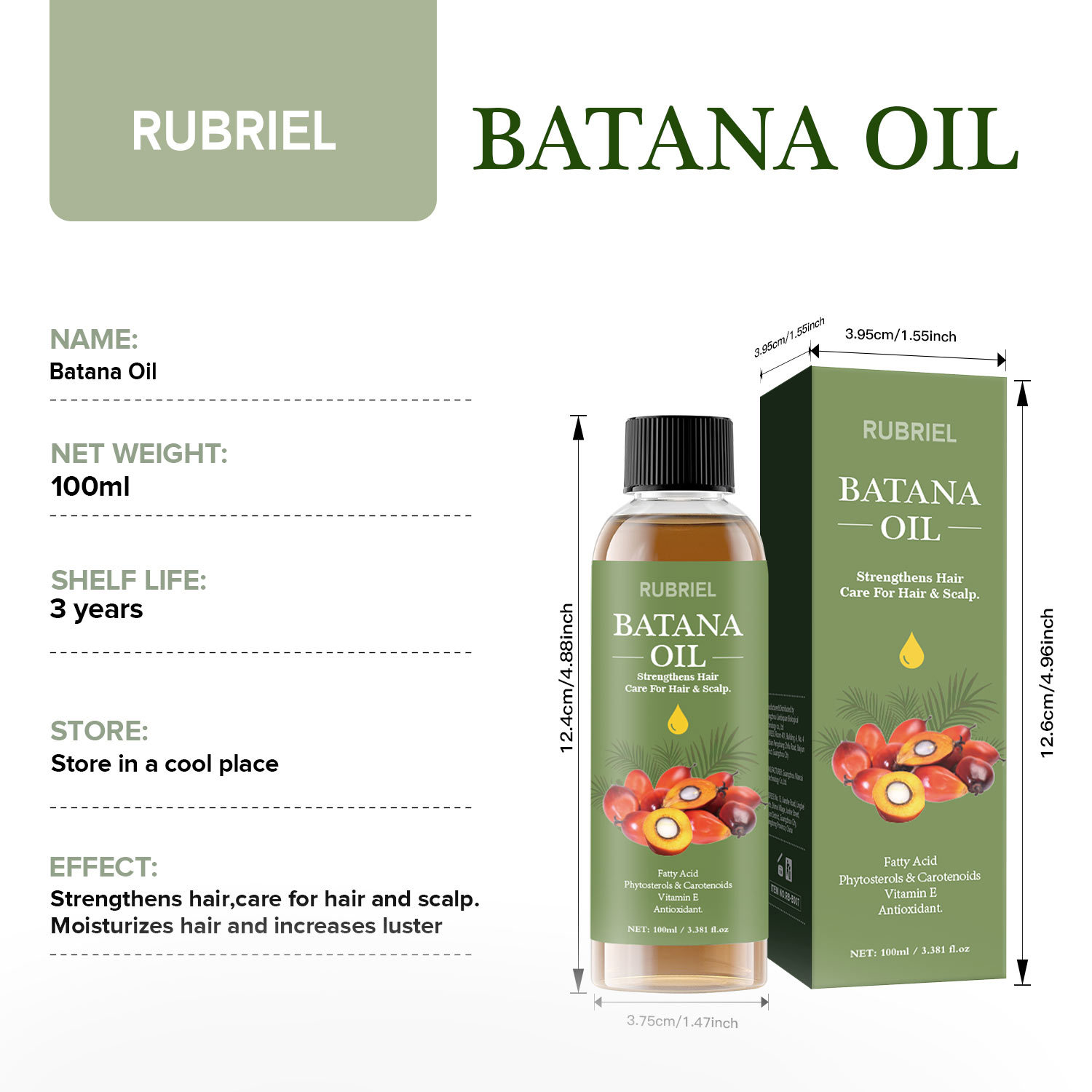 Batana Hair Oil Moisturizing Strengthening Anti Hair Loss For Thicker Fuller Hair Daily Scalp And Strand Care 100ml