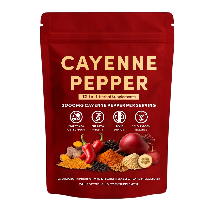 Chilli Softgel Capsules 180 Softgels 8in1 Capsaicin Supplements with Ginger Garlic Cinnamon Supports Metabolism Gut Comfort Vitality
