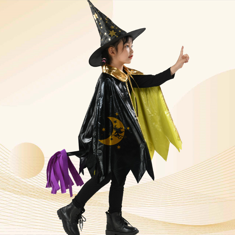 Childrens Halloween Wizard Witch Cloak Cape For British Themed Costume Party Performance