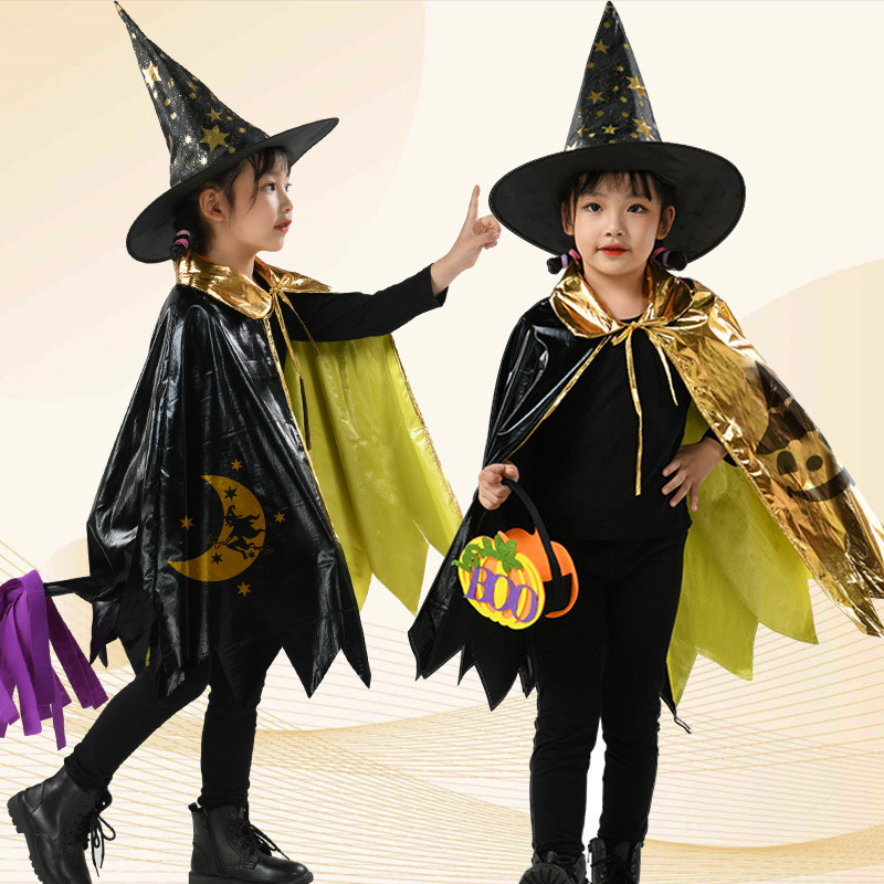 Childrens Halloween Wizard Witch Cloak Cape For British Themed Costume Party Performance