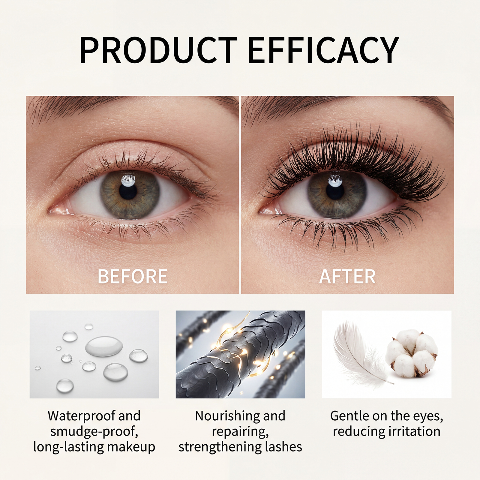 Light Curling Mascara Black Texture Light Natural Smooth Easy Makeup Daily Convenient Coating Shaping Eyelash Cosmetic