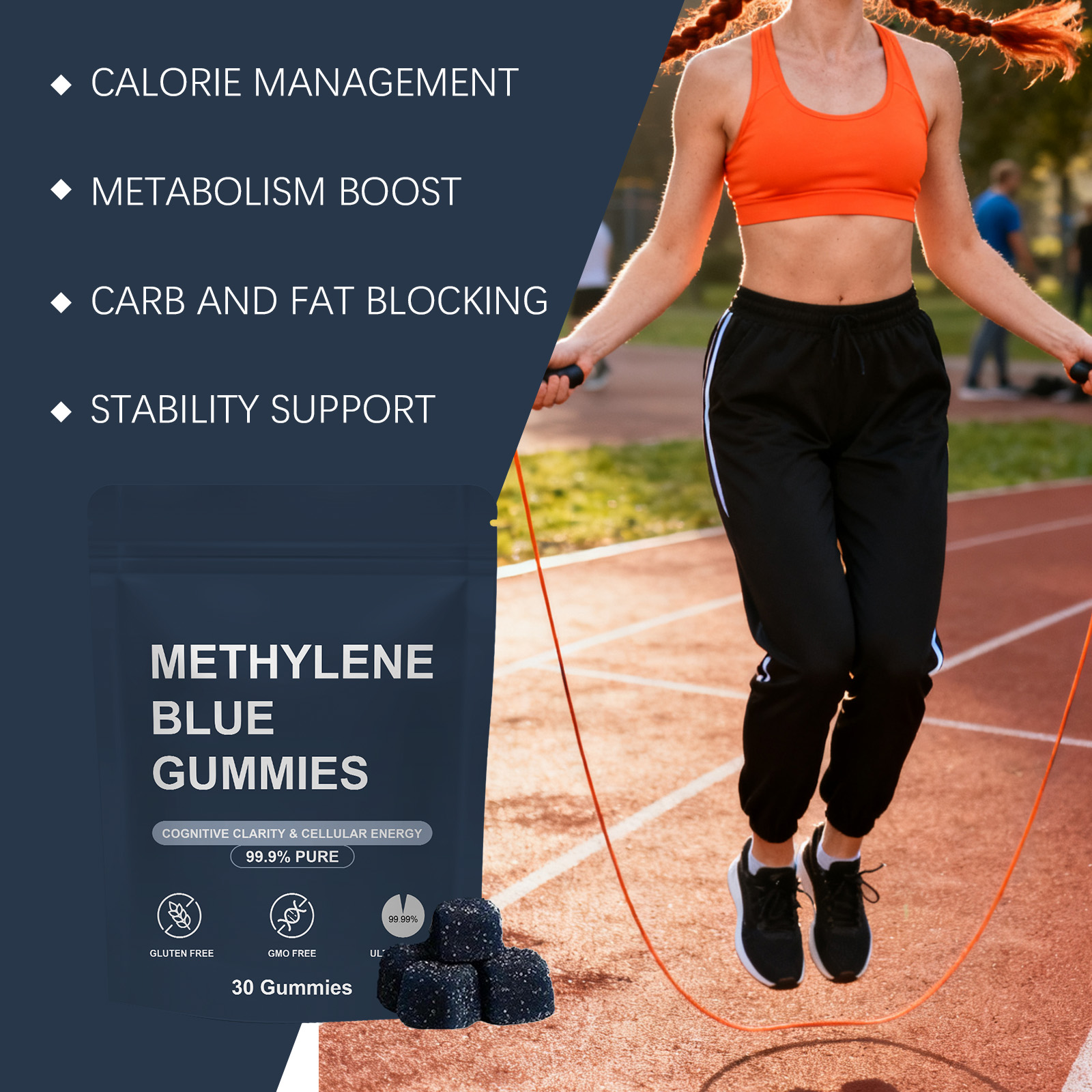 Methylene Blue Vitality Support Gummies Daily Mild Formula Nurture Body Slim Boost Energy For Daily Oral Intake