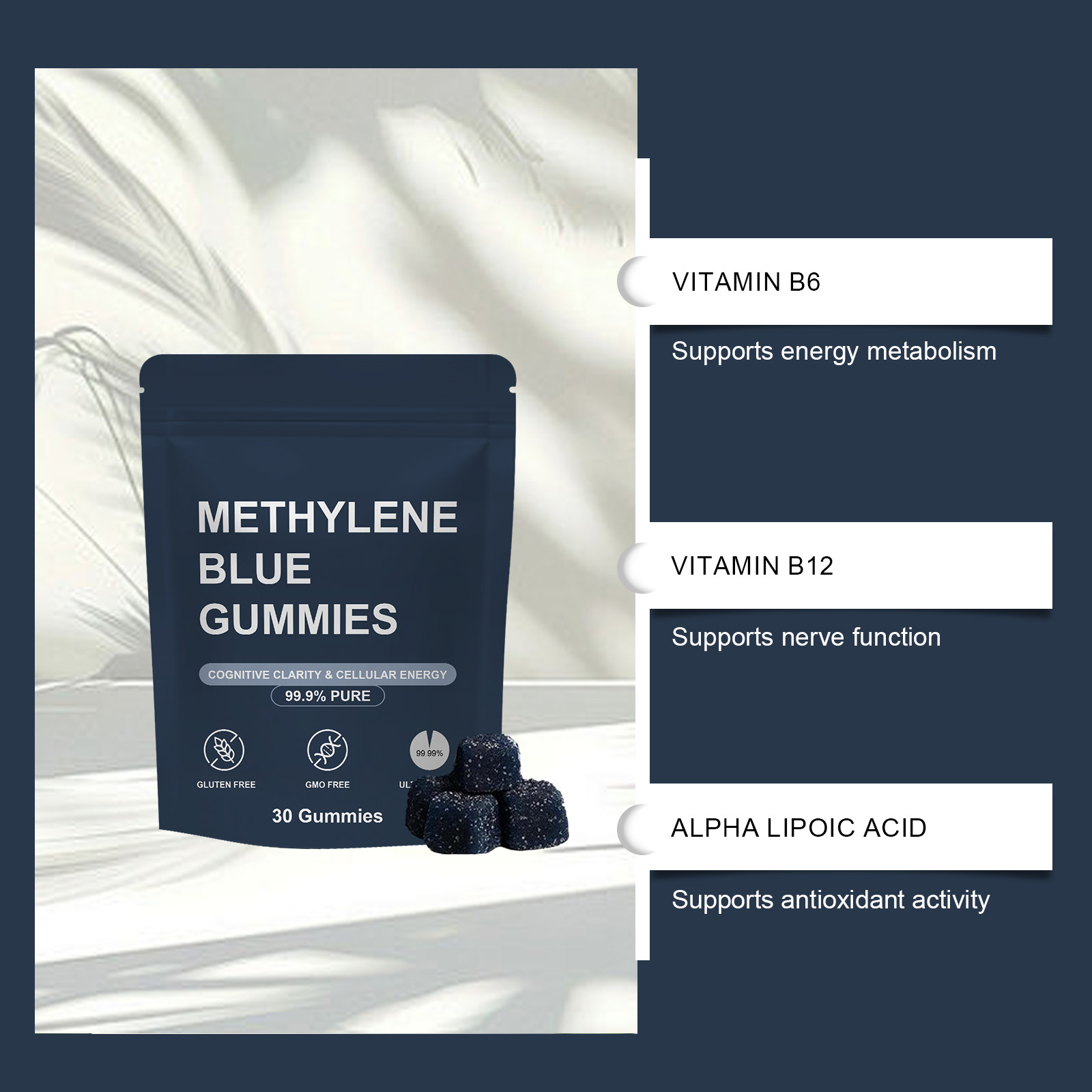 Methylene Blue Vitality Support Gummies Daily Mild Formula Nurture Body Slim Boost Energy For Daily Oral Intake