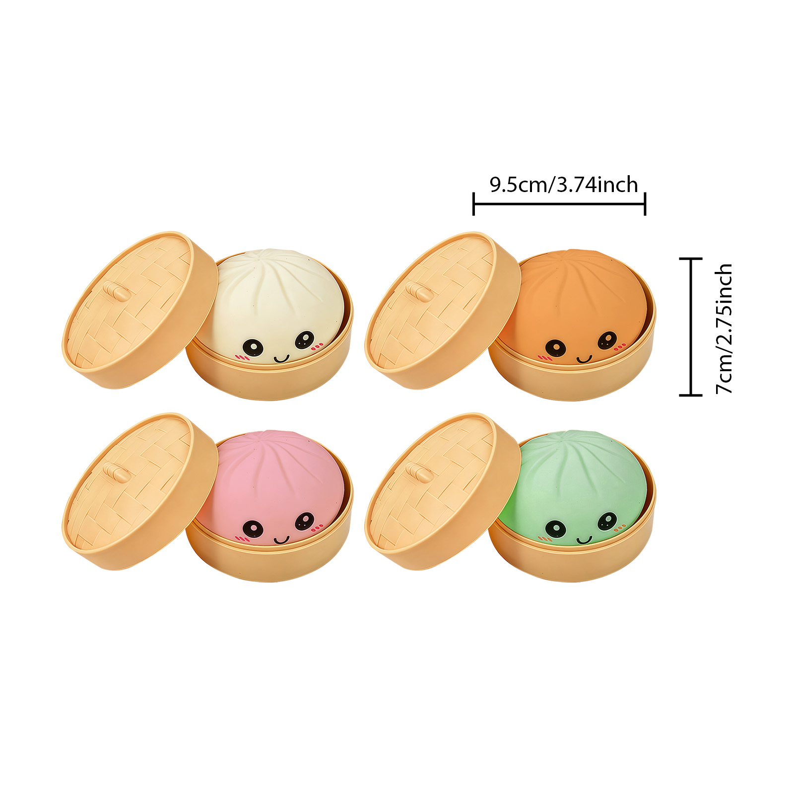 (Pink) Beige Bun Squishy Soft NonSticky Squeeze Rebound Simulated Fun StressRelief Portable Carry Play Toy