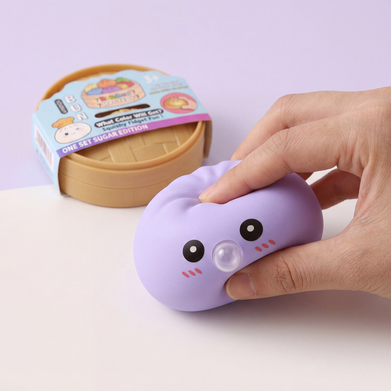(Pink) Beige Bun Squishy Soft NonSticky Squeeze Rebound Simulated Fun StressRelief Portable Carry Play Toy