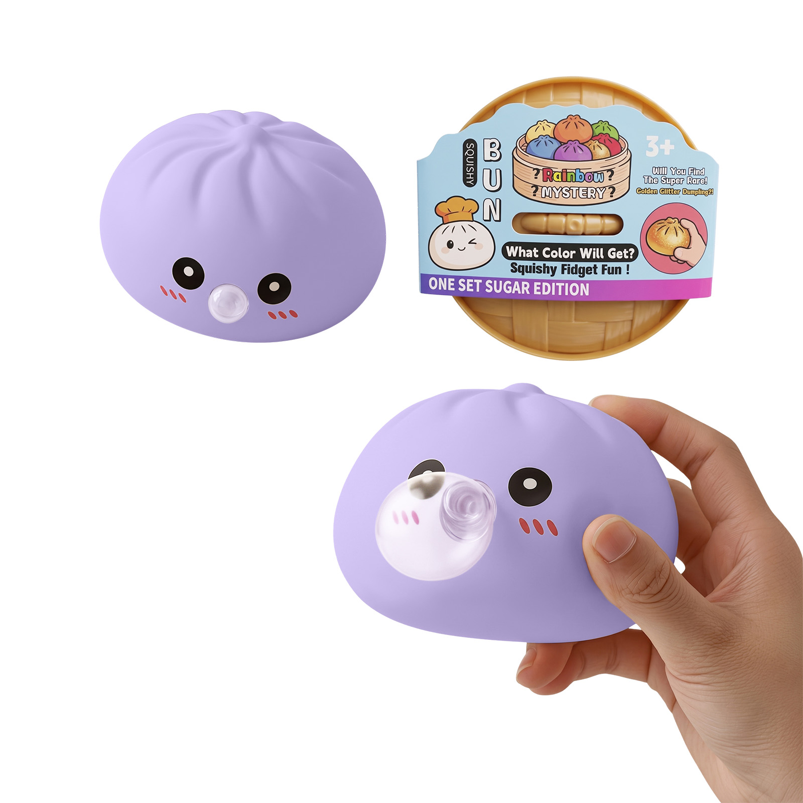 (Pink) Beige Bun Squishy Soft NonSticky Squeeze Rebound Simulated Fun StressRelief Portable Carry Play Toy