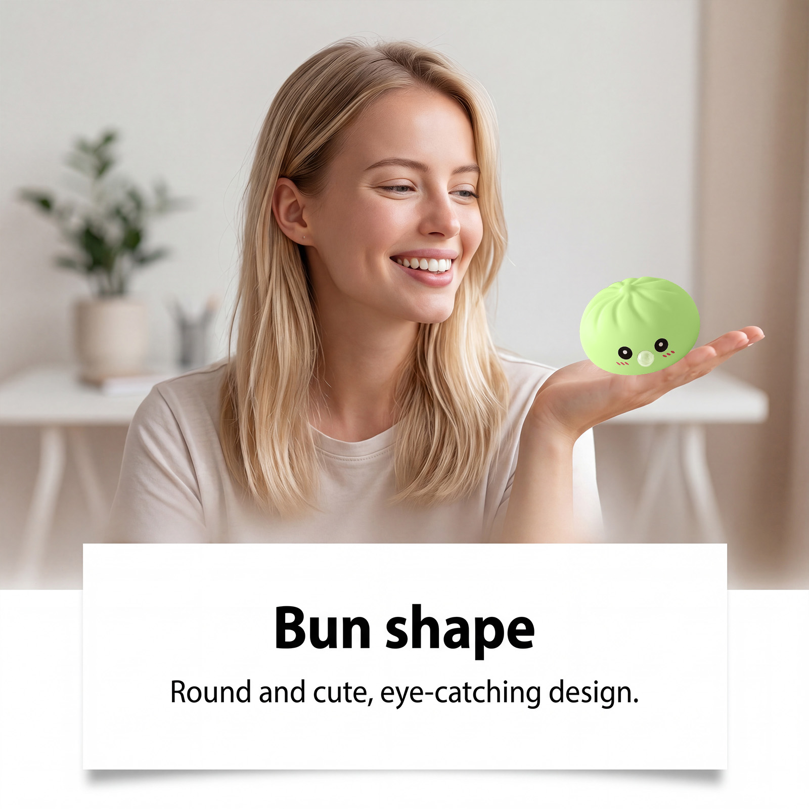 (Purple) Beige Bun Squishy Soft NonSticky Squeeze Rebound Simulated Fun StressRelief Portable Carry Play Toy
