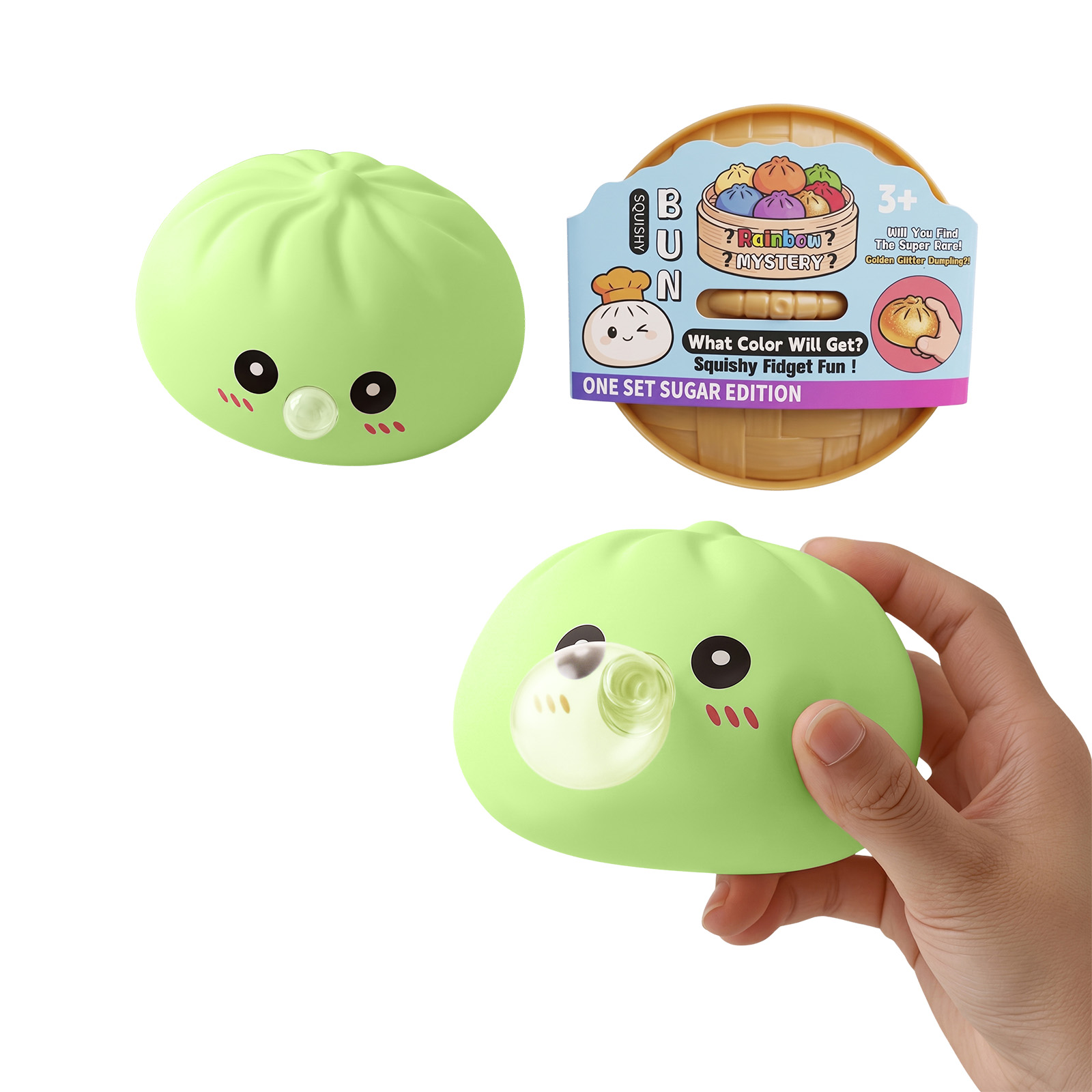 (Purple) Beige Bun Squishy Soft NonSticky Squeeze Rebound Simulated Fun StressRelief Portable Carry Play Toy