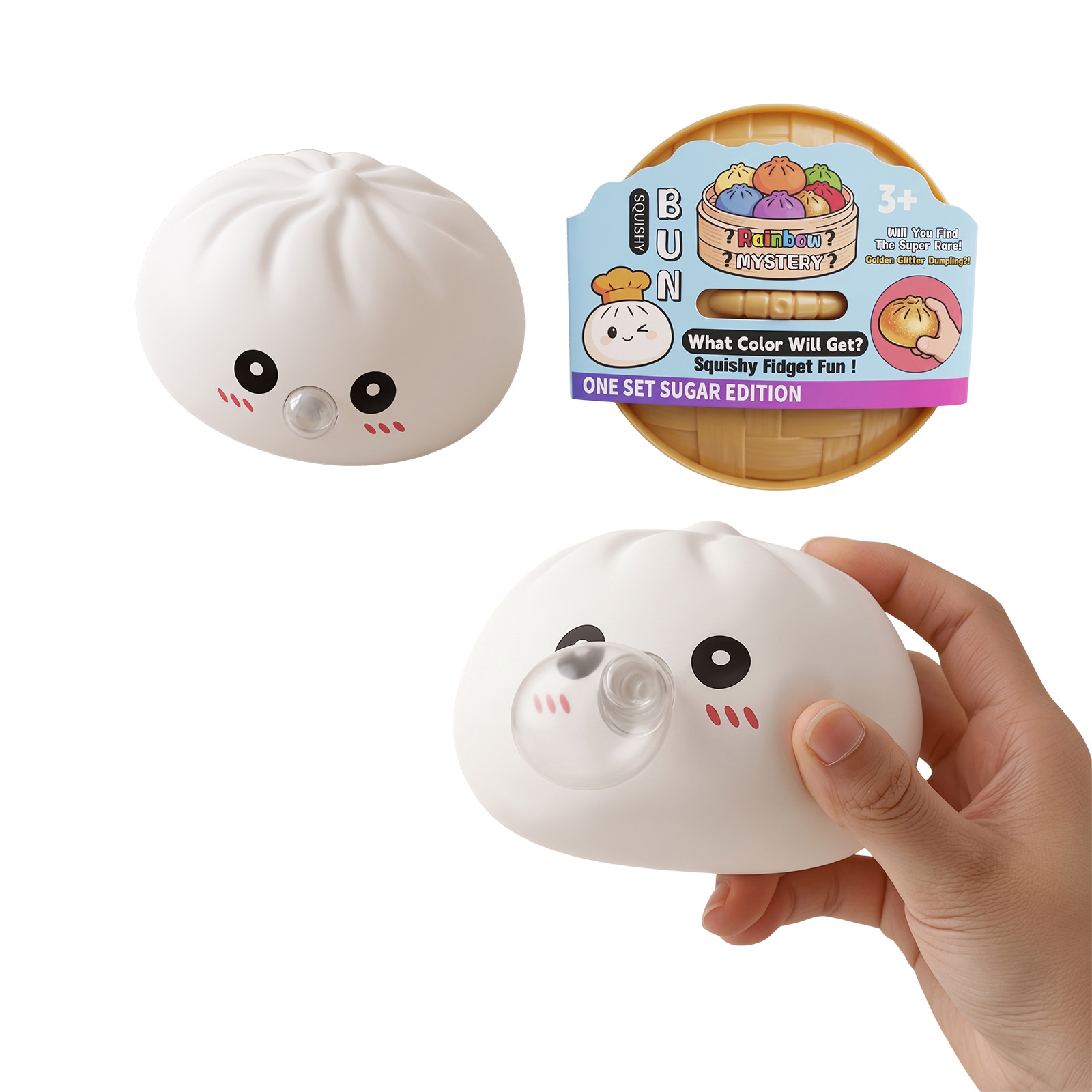 (Purple) Beige Bun Squishy Soft NonSticky Squeeze Rebound Simulated Fun StressRelief Portable Carry Play Toy