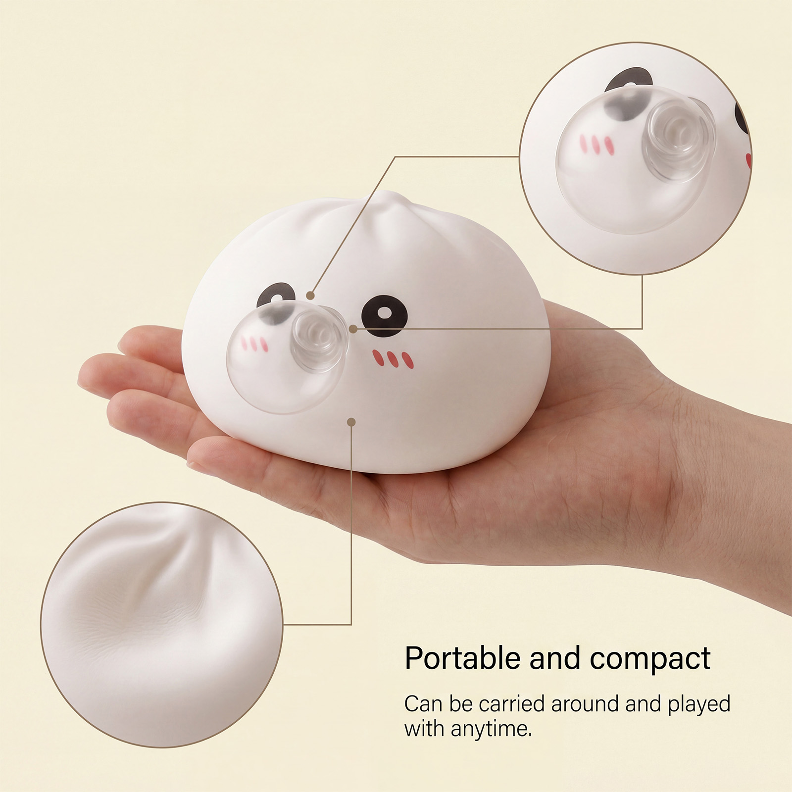 (Purple) Beige Bun Squishy Soft NonSticky Squeeze Rebound Simulated Fun StressRelief Portable Carry Play Toy