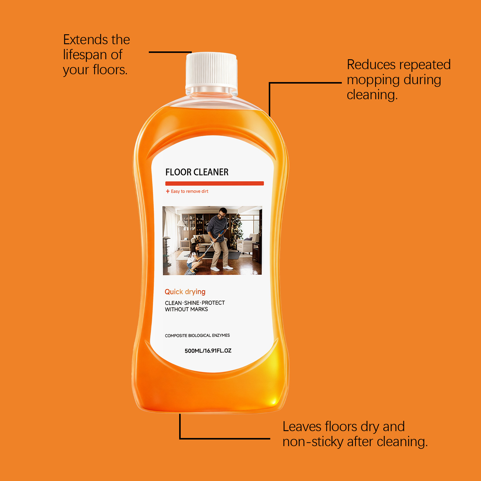 Floor Cleaner Daily Fresh Dirt Clean Bright Maintain Multi Material Home Surface Care Liquid