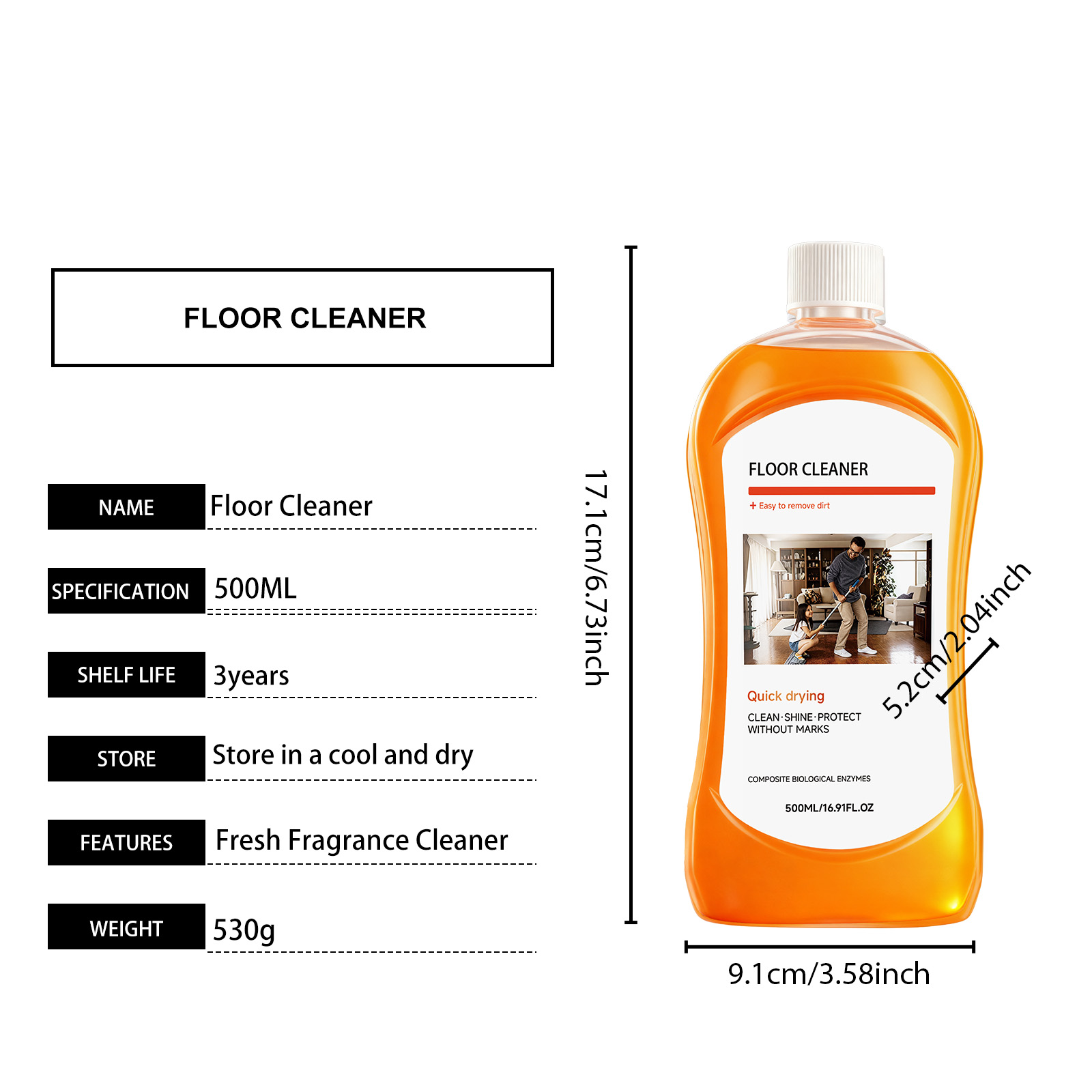 Floor Cleaner Daily Fresh Dirt Clean Bright Maintain Multi Material Home Surface Care Liquid