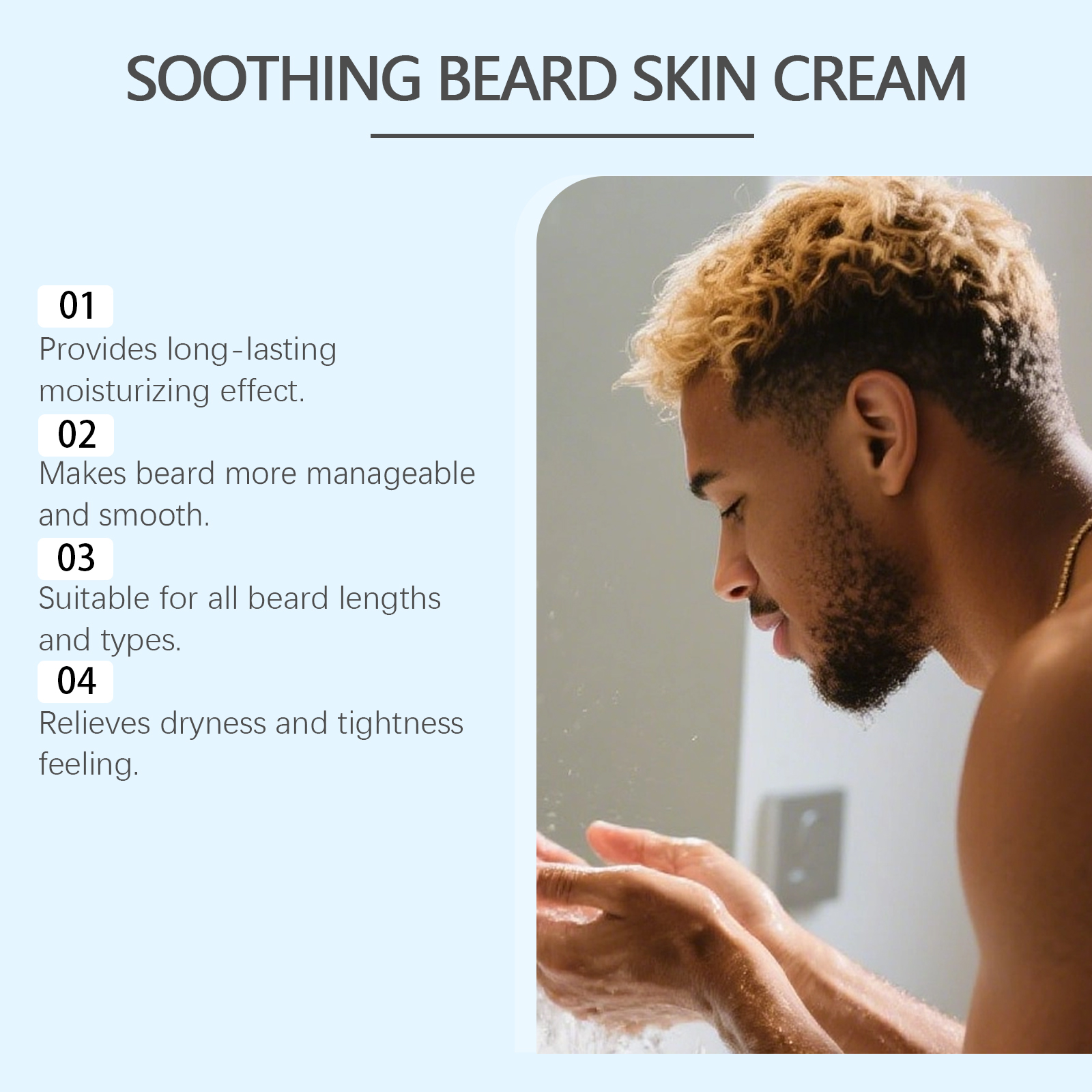 Men Beard Moisturizing Cream Soft Touch Refreshing Hydrating Non Greasy Easy Manage Smooth Stylish Daily Care Maintenance