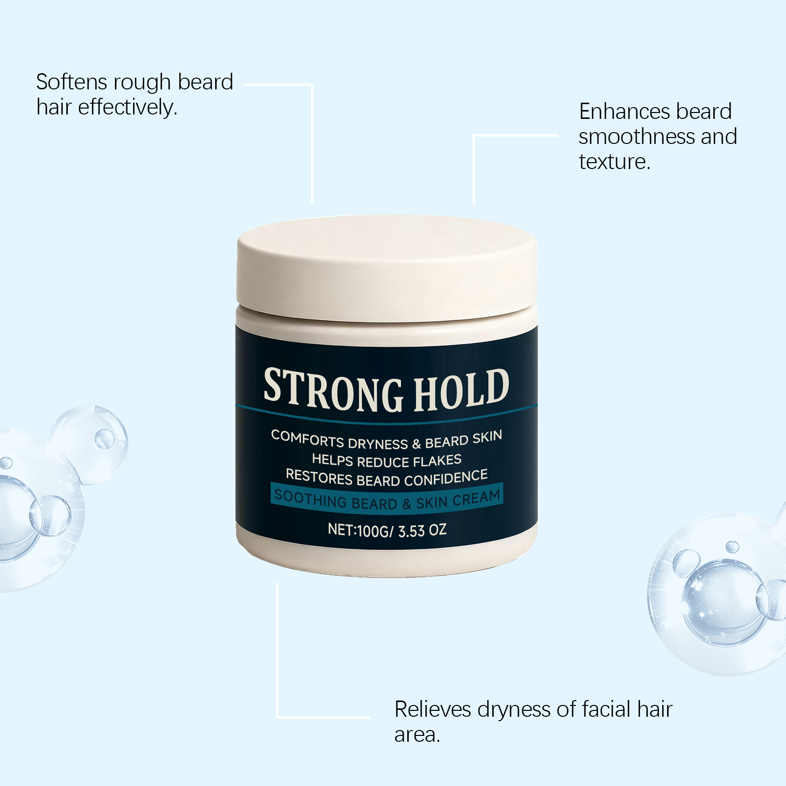 Men Beard Moisturizing Cream Soft Touch Refreshing Hydrating Non Greasy Easy Manage Smooth Stylish Daily Care Maintenance