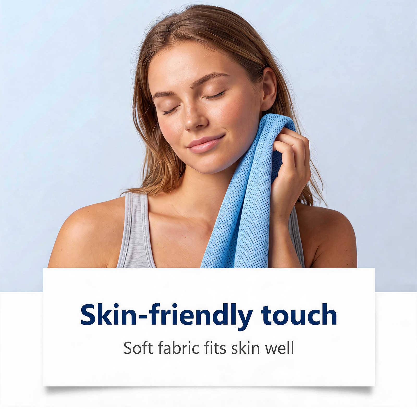 Cooling Towel Sky Blue Soft Water Absorbent Portable Cold Feeling Sweat Absorbing Outdoor Sports Heat Reduction