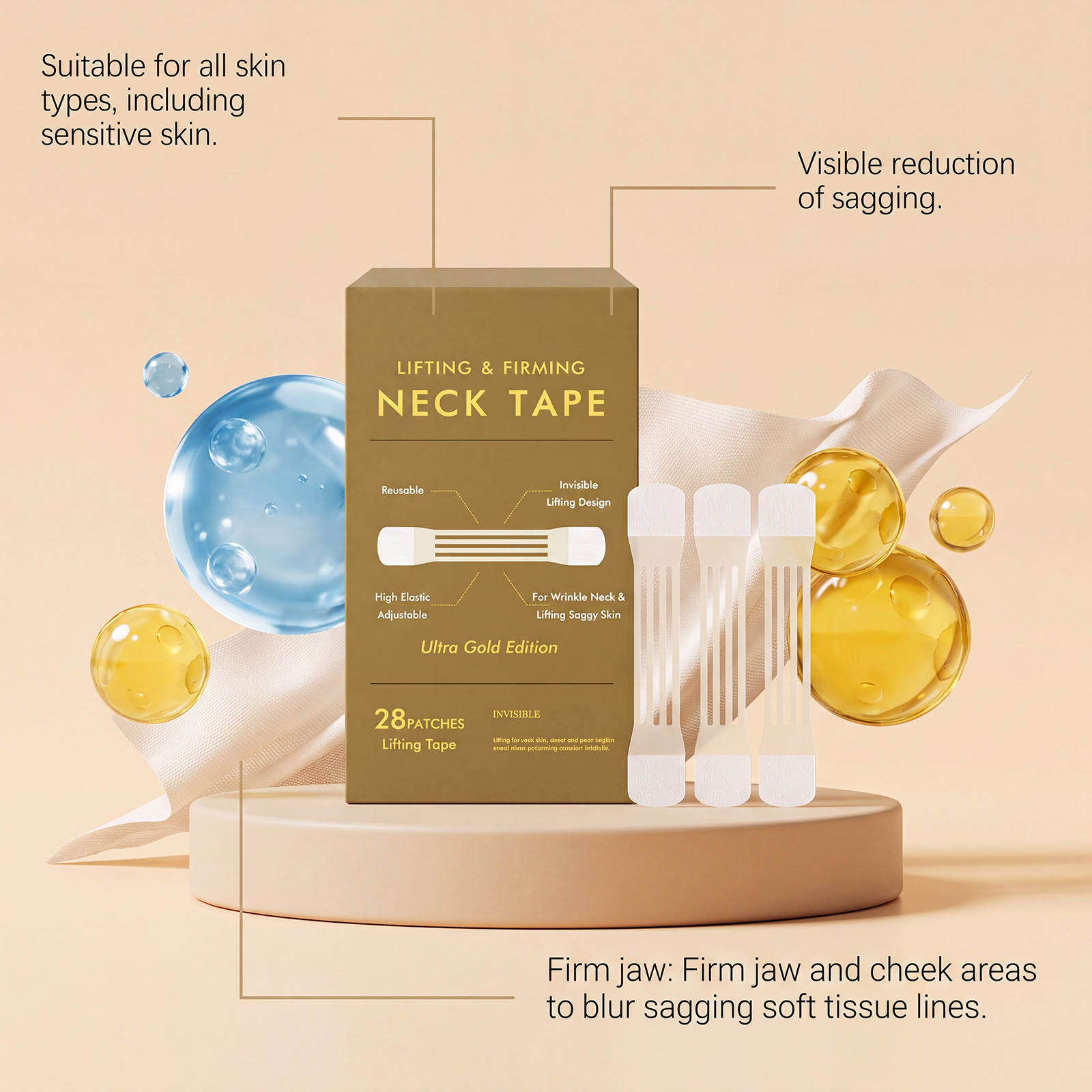 Neck Care Patch Soft Skin Friendly Adjustable Fit Smooth Hydrate Fit Neck Face Contour Protect Skin