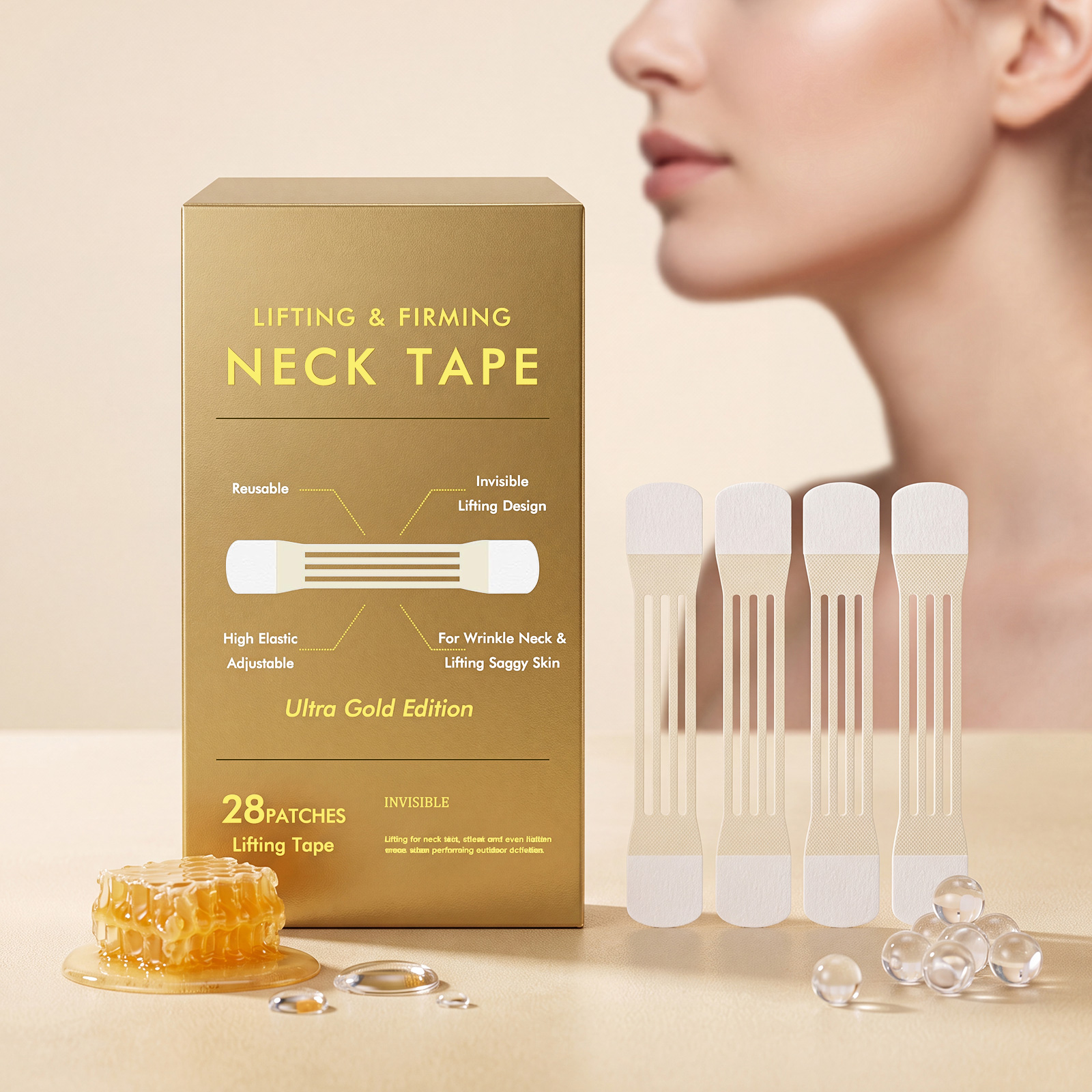 Neck Care Patch Soft Skin Friendly Adjustable Fit Smooth Hydrate Fit Neck Face Contour Protect Skin
