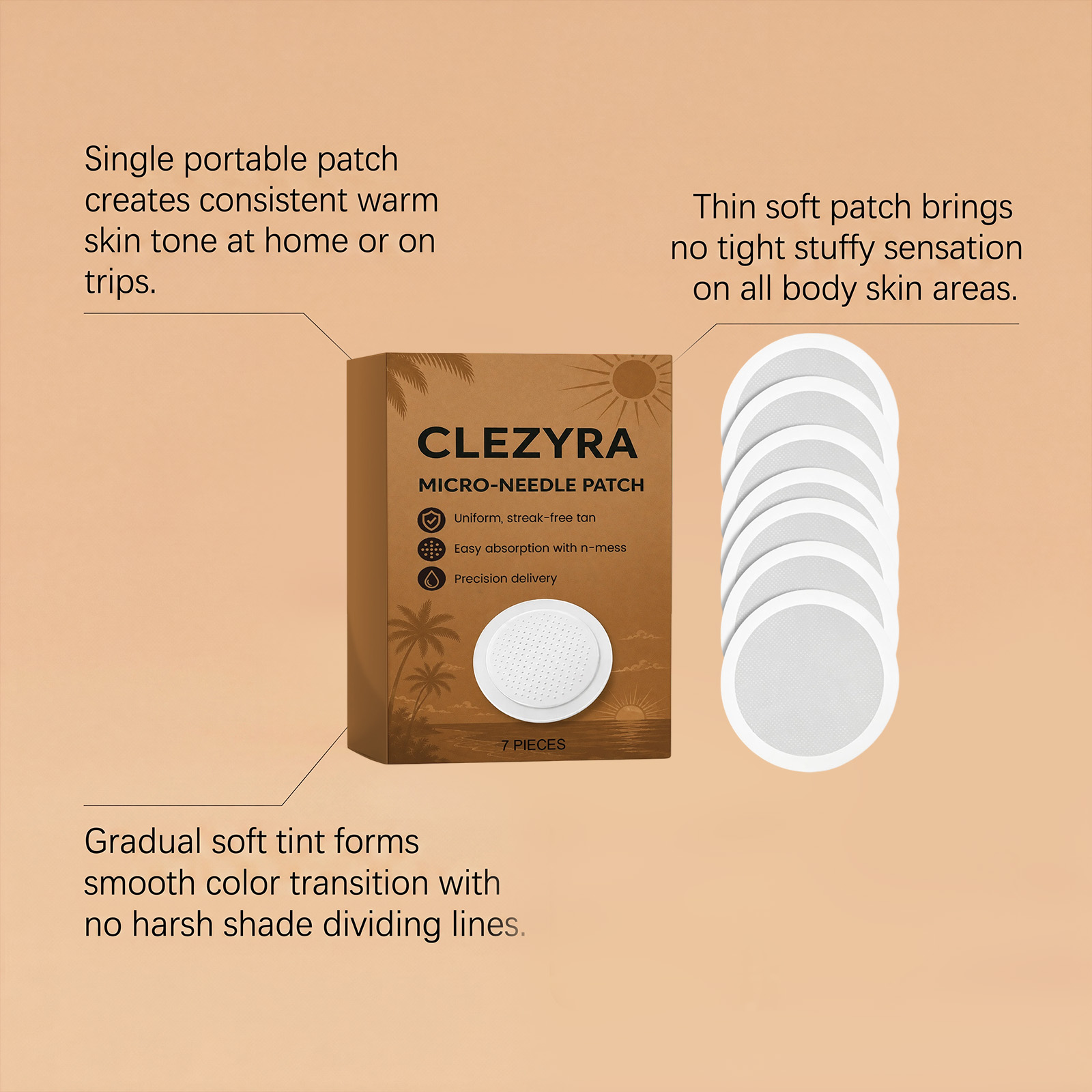 Tanning Patch Thin Close Breathable Moist Summer Outside Beach Sunfree Create Natural Bronze Skin Tone