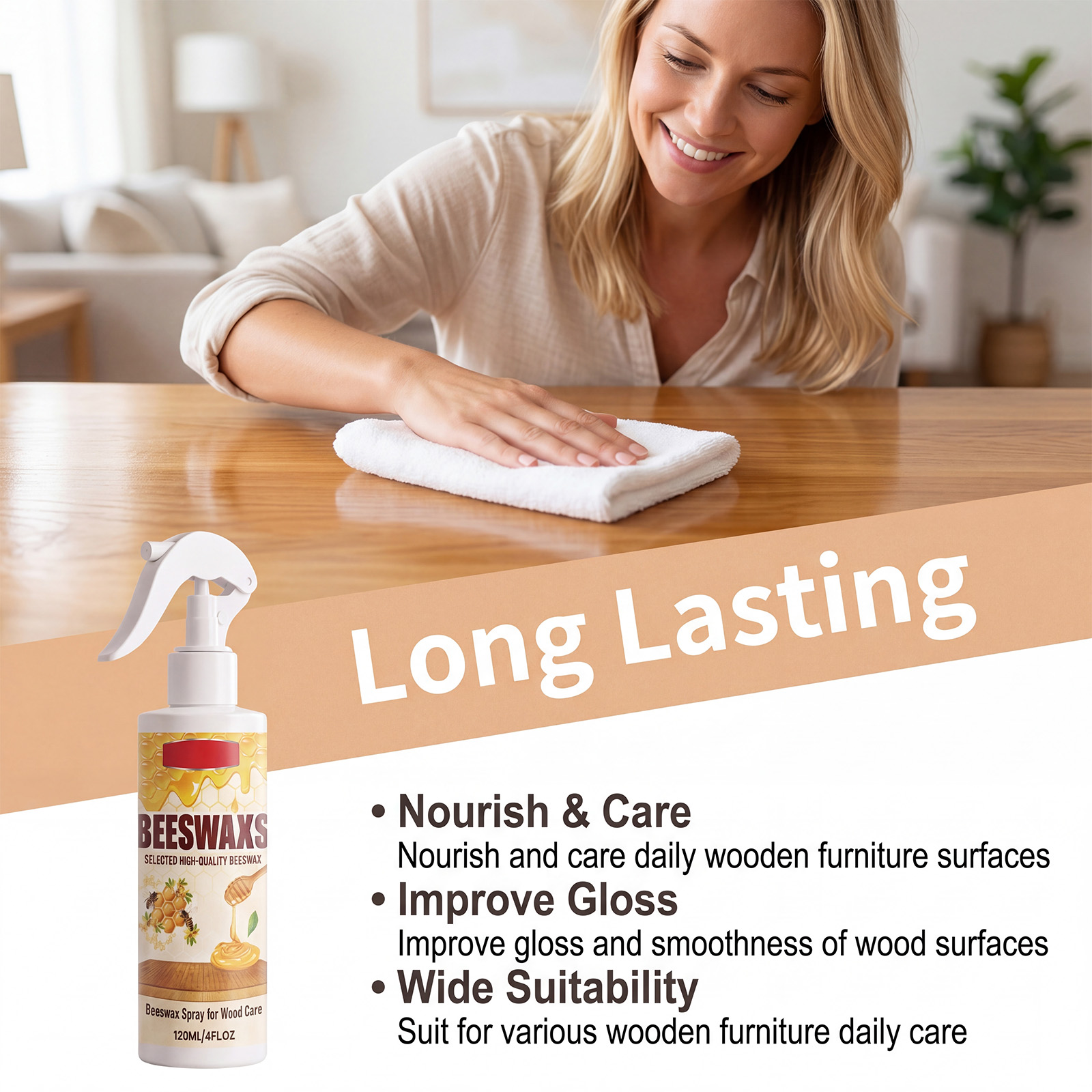 Bee Wax Polishing Spray Wood Furniture Special Polishing Maintenance Agent Mahogany Floor Decontamination Renovation Care Liquid