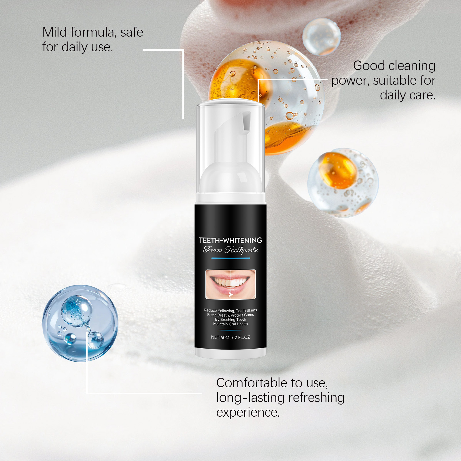 Teeth Cleansing Foam Toothpaste Brighten Teeth Clean Mousse Oral Fresh Breath Gum Care Toothpaste