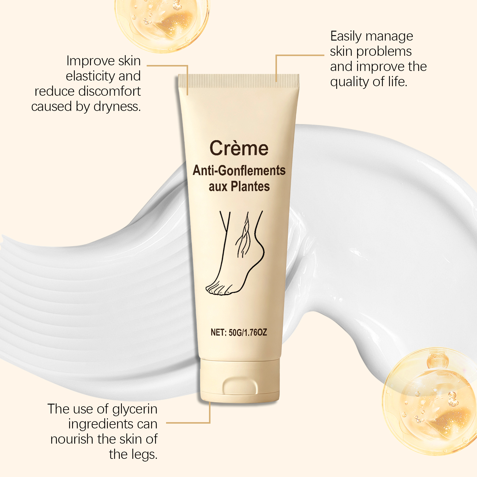 Leg Care Cream Mild Ingredients Nourish Leg Skin Comfort Daily Massage Smear Care