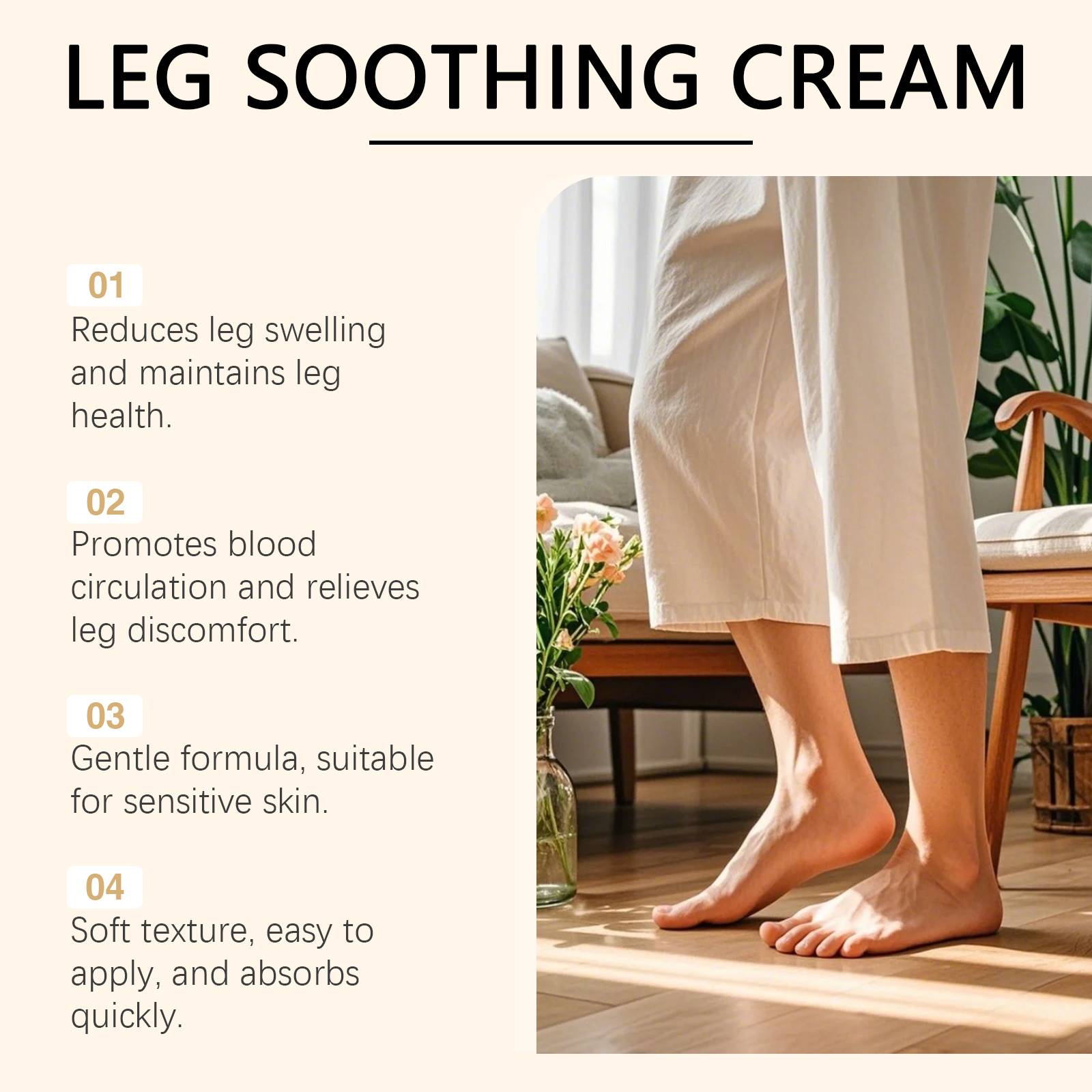 Leg Care Cream Mild Ingredients Nourish Leg Skin Comfort Daily Massage Smear Care
