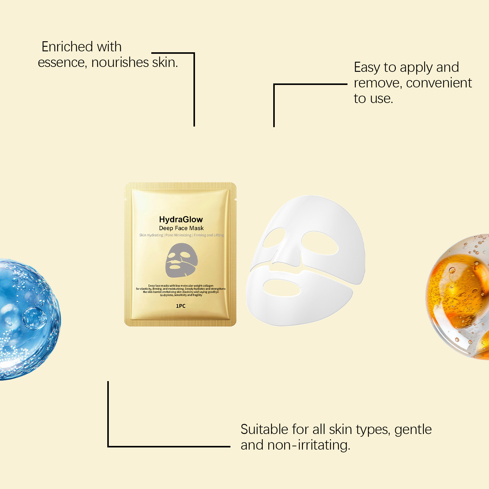 Collagen Hydrating Facial Mask Nourishes Skin Locks Moisture Softens Brightens Complexion