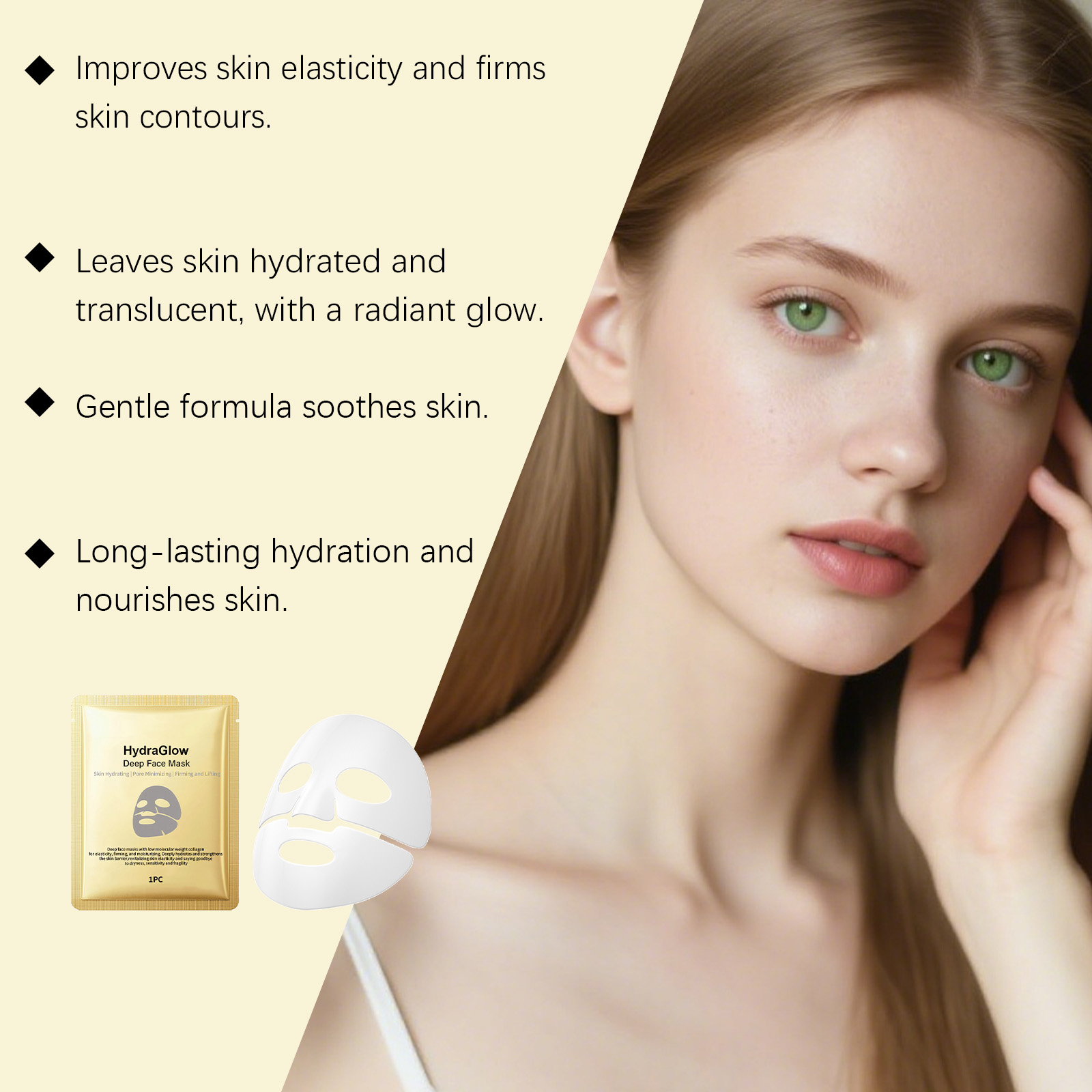 Collagen Hydrating Facial Mask Nourishes Skin Locks Moisture Softens Brightens Complexion