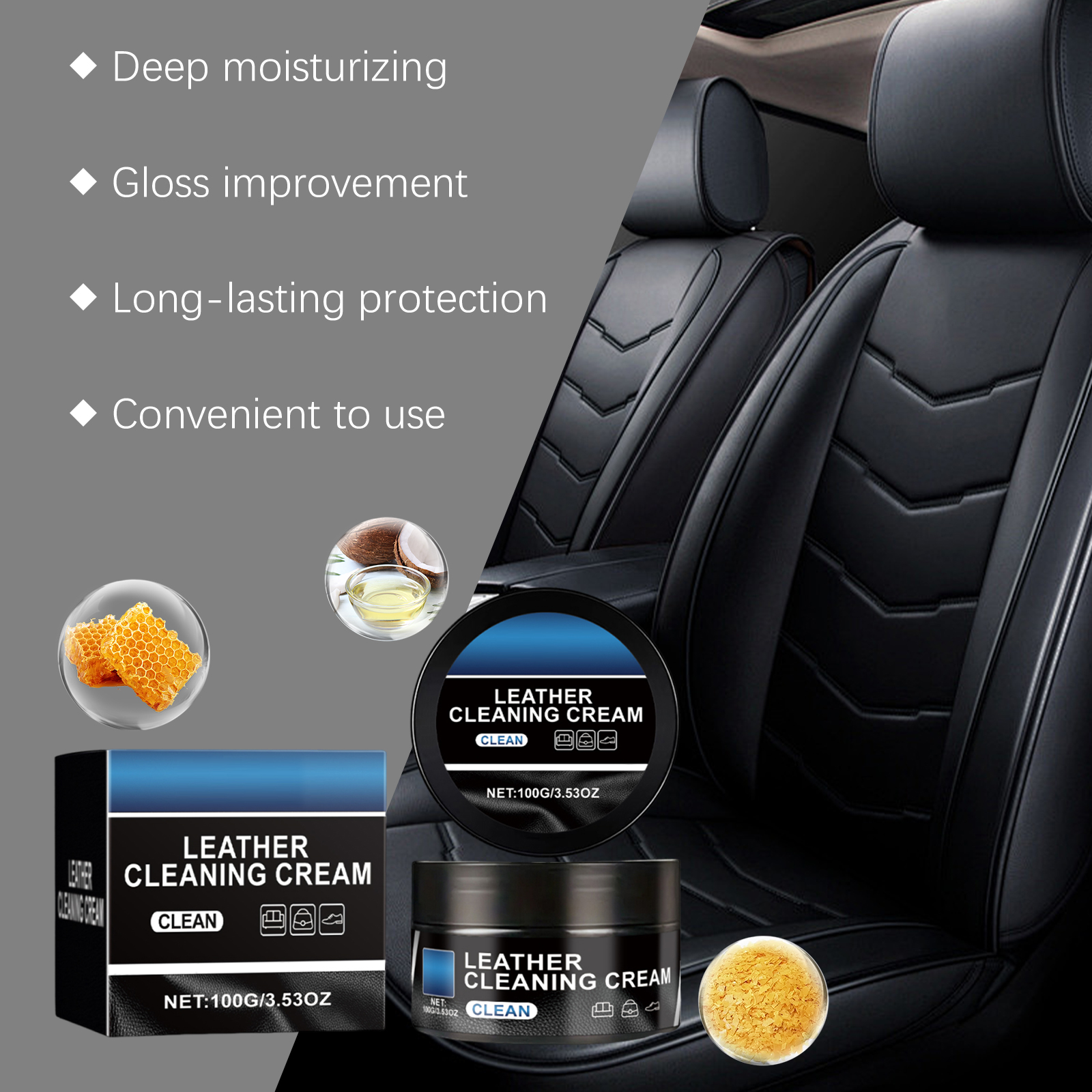 Car Interior Leather Cleaning Paste Vehicle Interior Maintenance Leather Decontamination Stain Removal Ointment