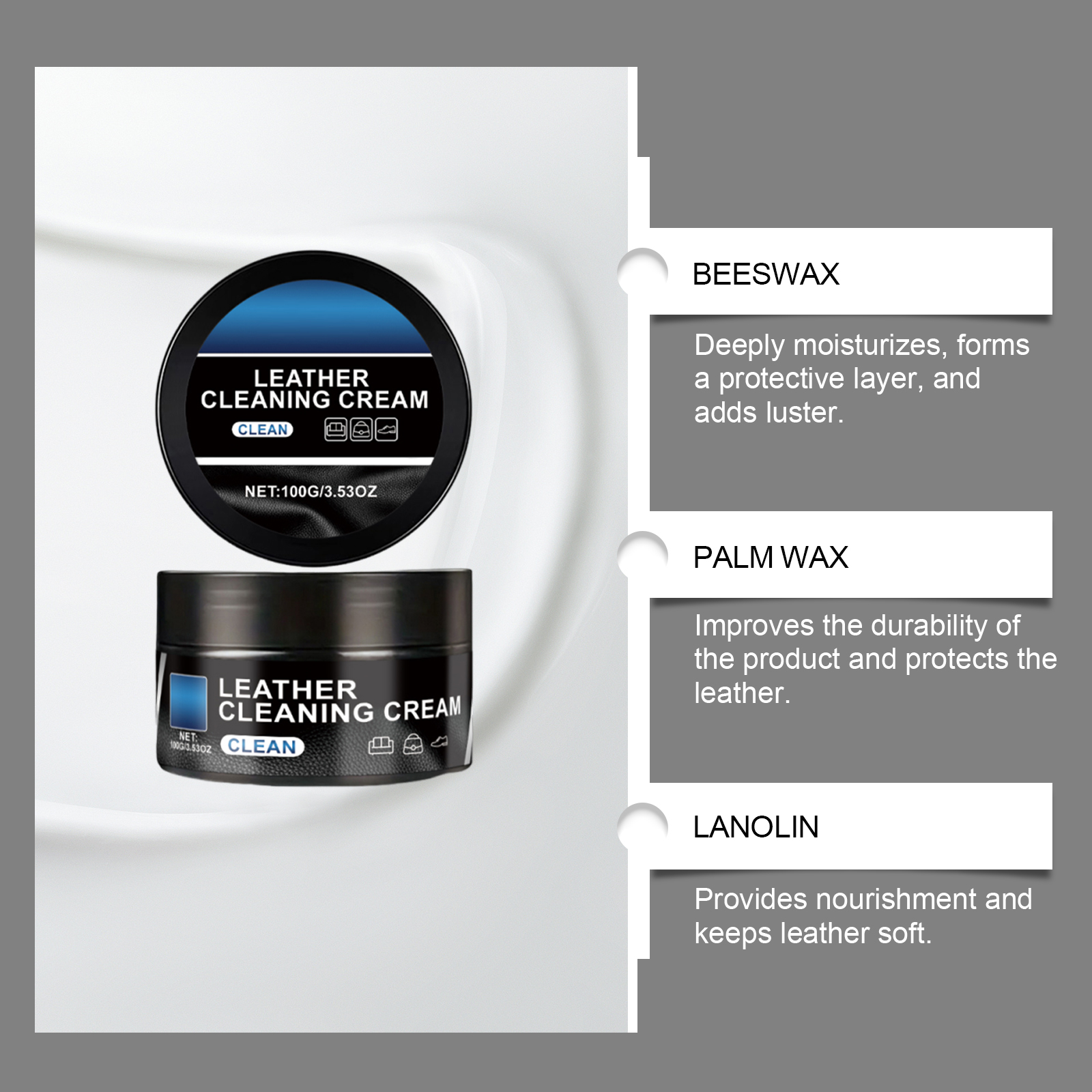 Car Interior Leather Cleaning Paste Vehicle Interior Maintenance Leather Decontamination Stain Removal Ointment