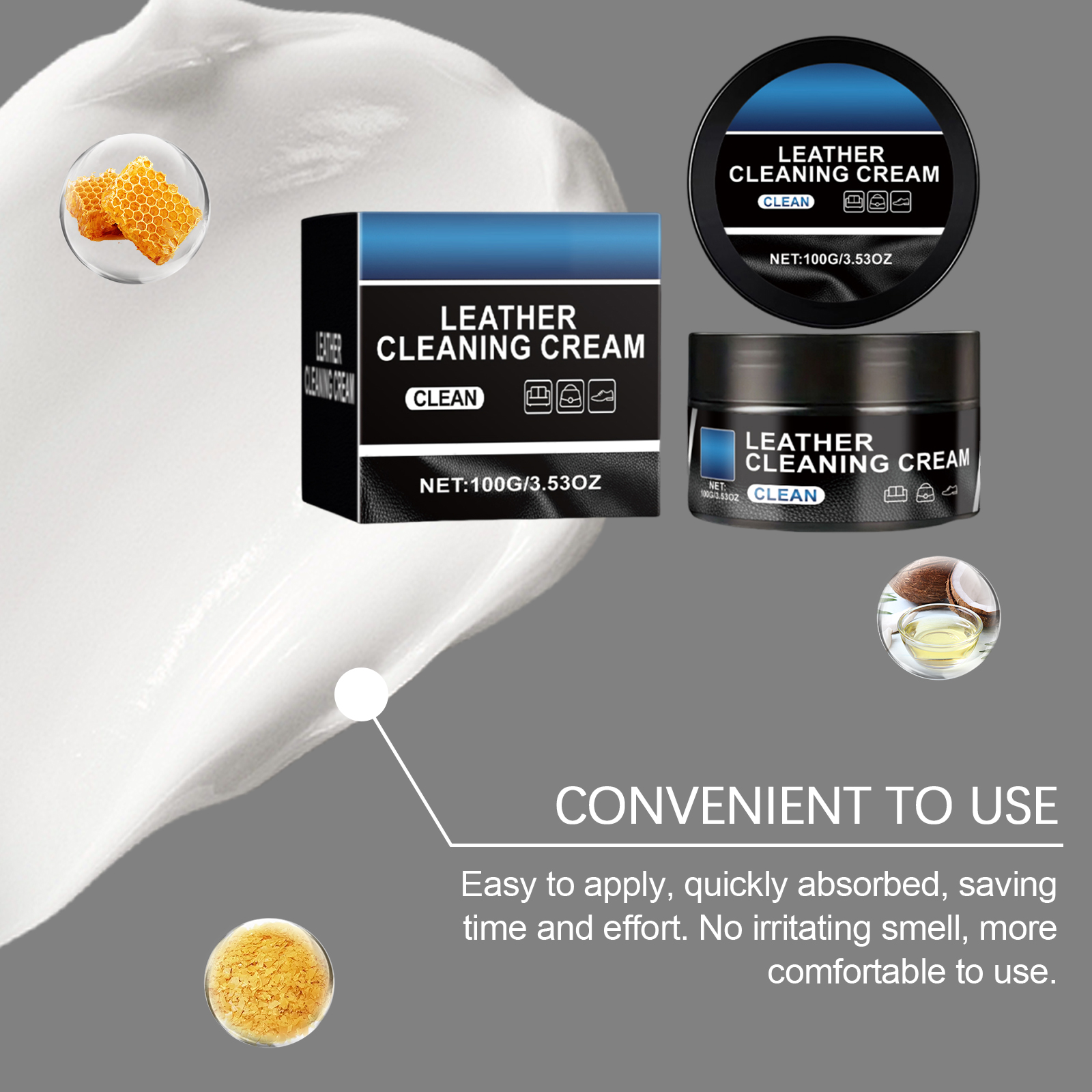 Car Interior Leather Cleaning Paste Vehicle Interior Maintenance Leather Decontamination Stain Removal Ointment