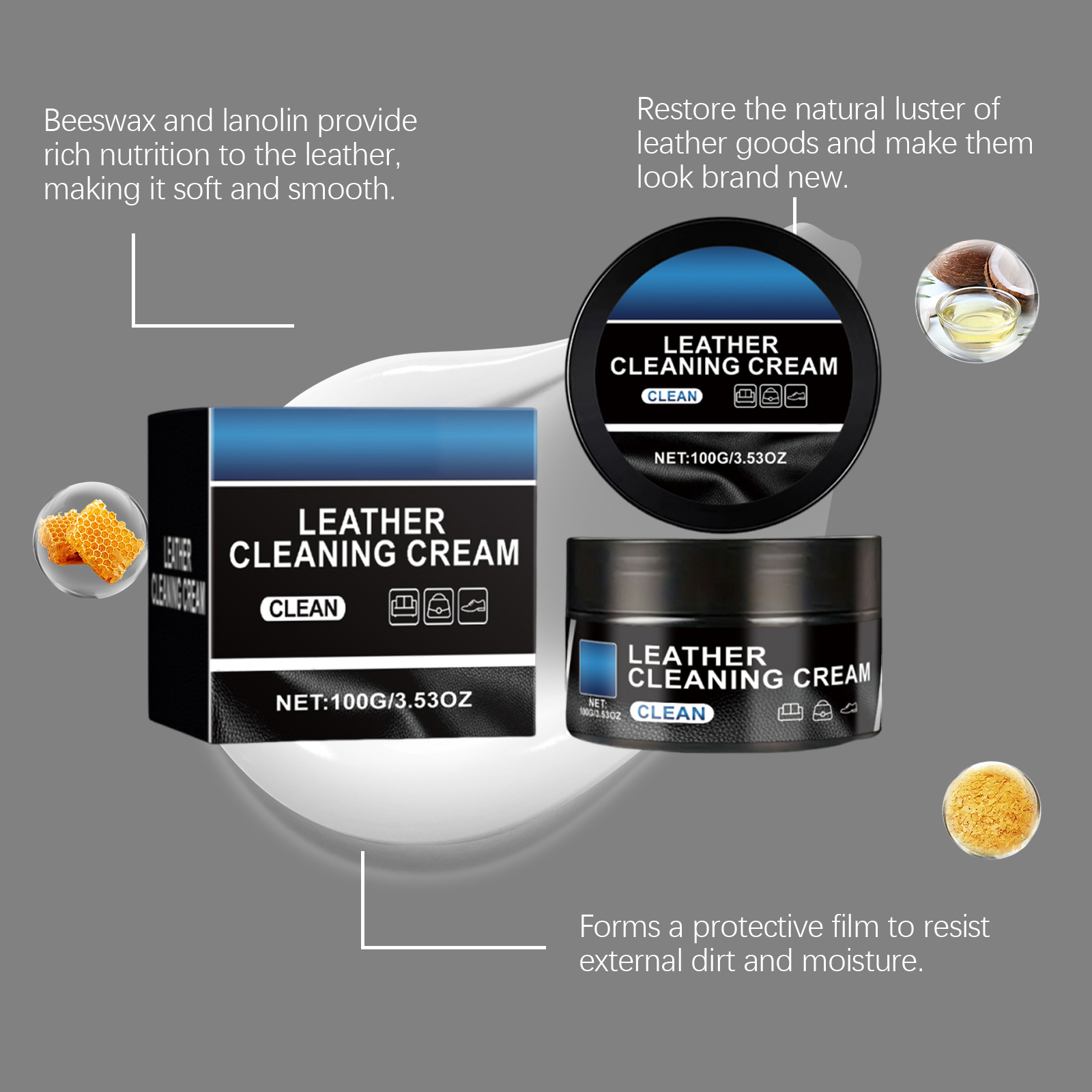 Car Interior Leather Cleaning Paste Vehicle Interior Maintenance Leather Decontamination Stain Removal Ointment