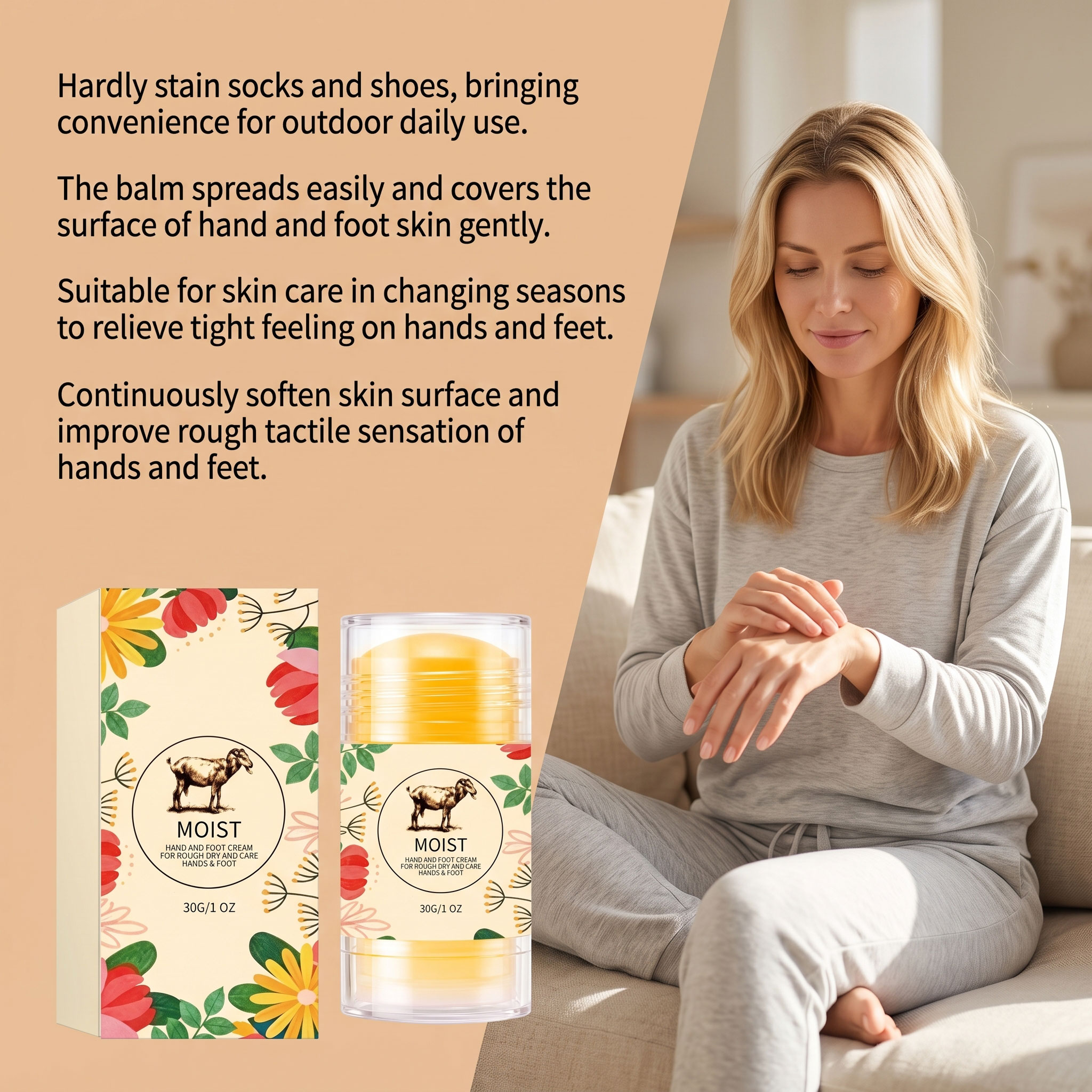 Moisturizing Hand Foot Stick Daily Smearing Dry Skin Hydrating Nourishing Refreshing Comfortable Portable Care Rod