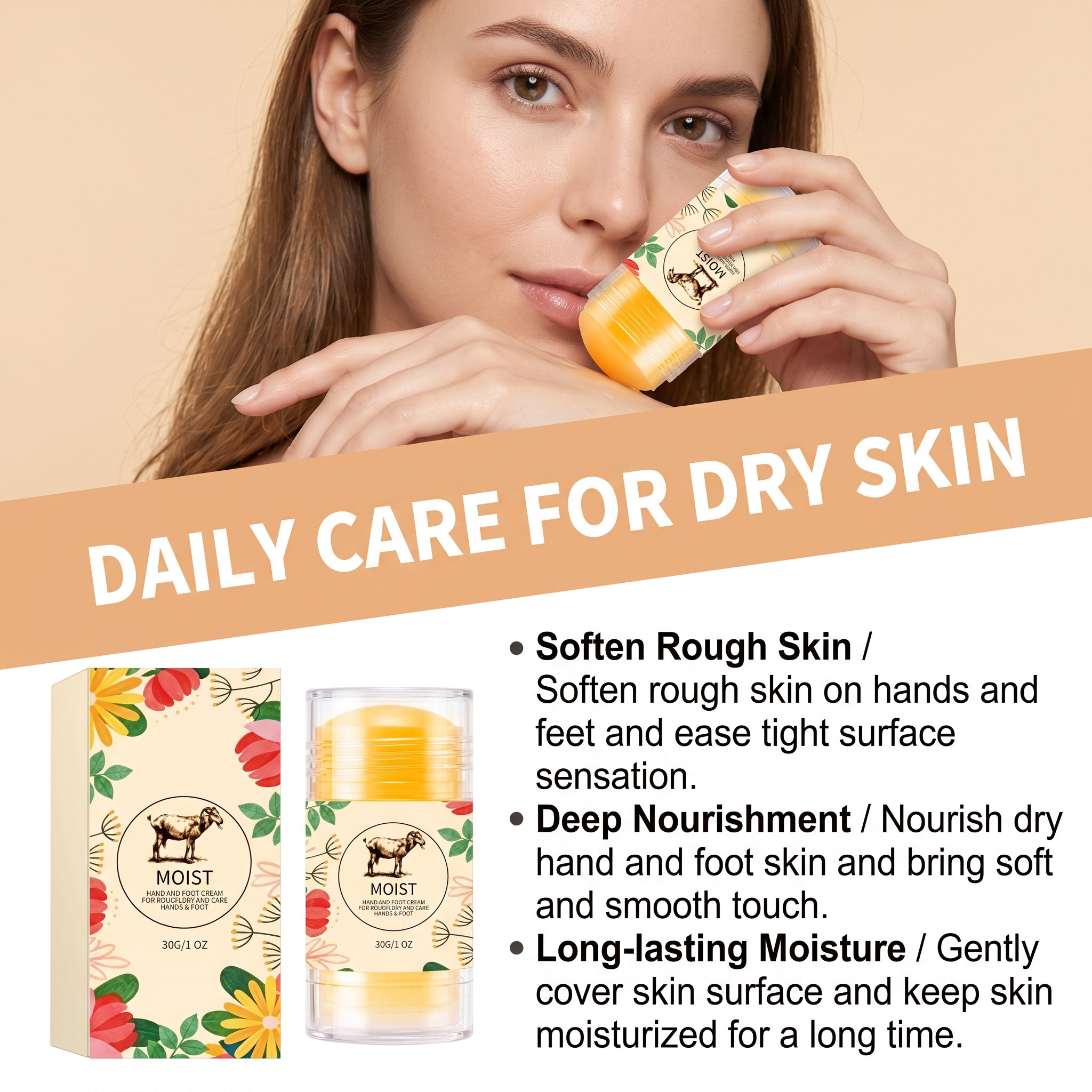 Moisturizing Hand Foot Stick Daily Smearing Dry Skin Hydrating Nourishing Refreshing Comfortable Portable Care Rod