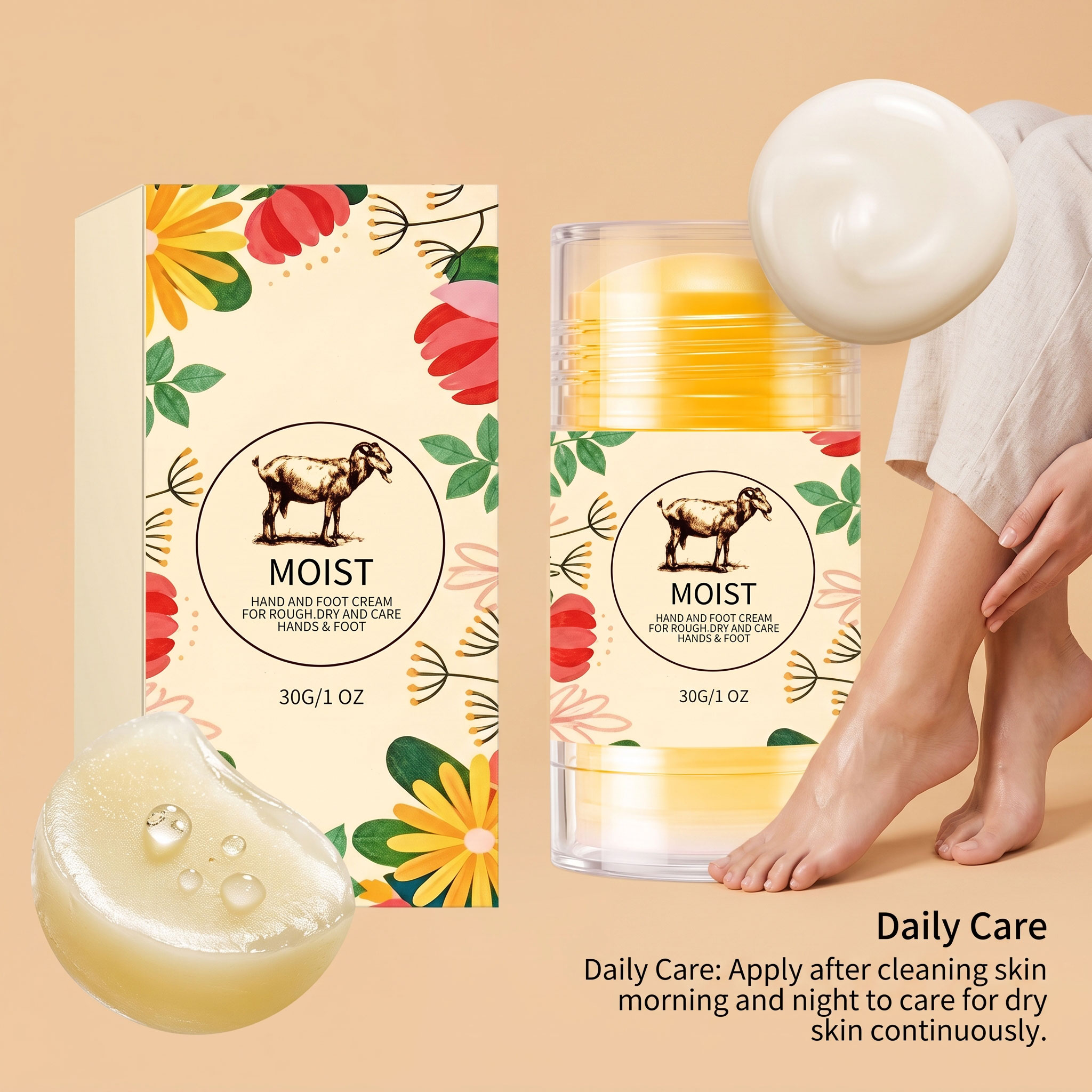 Moisturizing Hand Foot Stick Daily Smearing Dry Skin Hydrating Nourishing Refreshing Comfortable Portable Care Rod