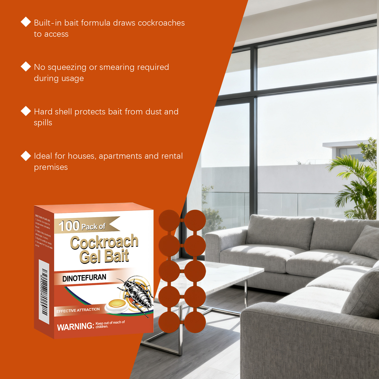 Cockroach Gel Bait Insecticidal Sticky Trap Kitchen Toilet Corner Gap Multi Place Disinfection Cleaning Supply