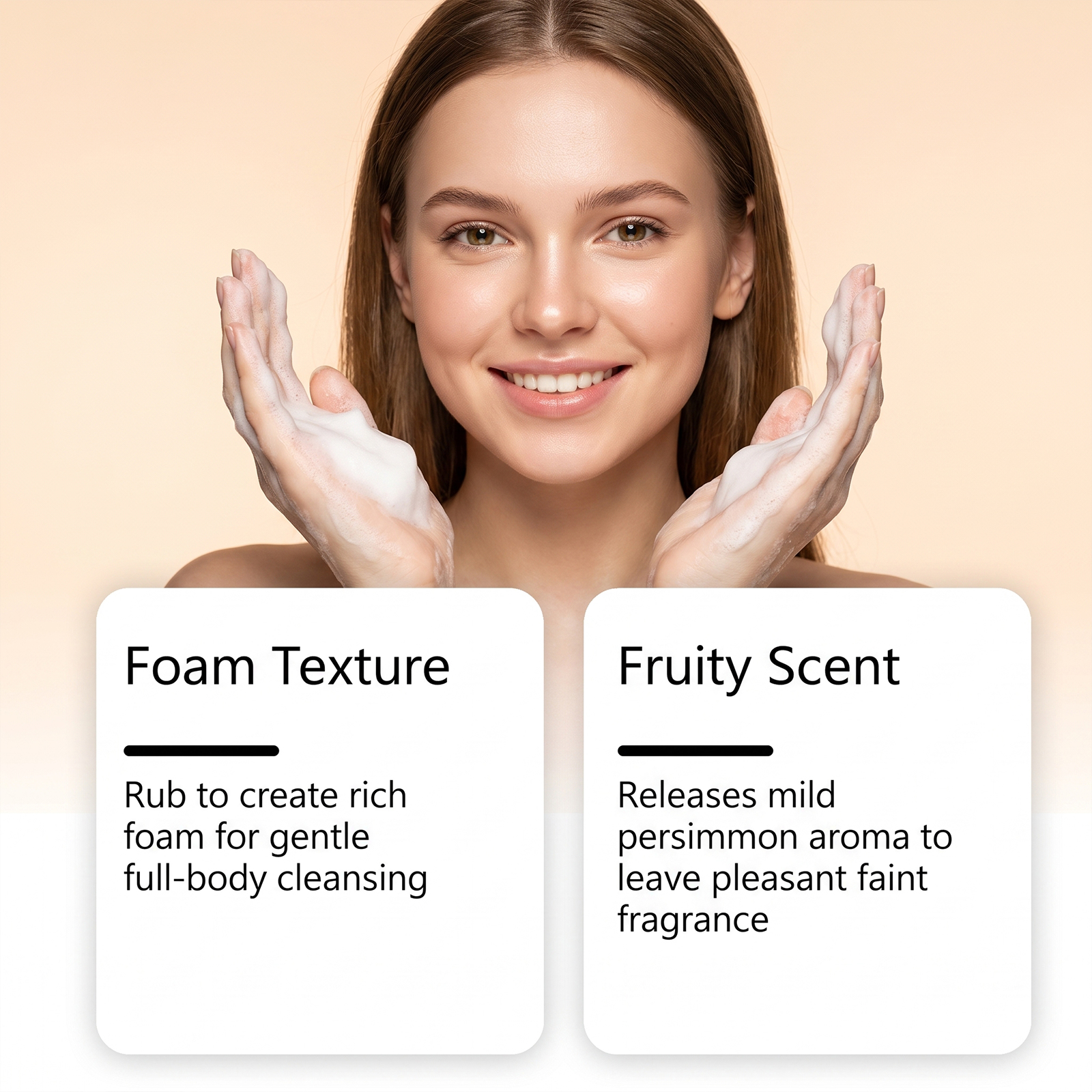Persimmon Soap Mild Formula Gentle Cleansing Body Care Delicate Bath Dense Foam Skin Daily Use