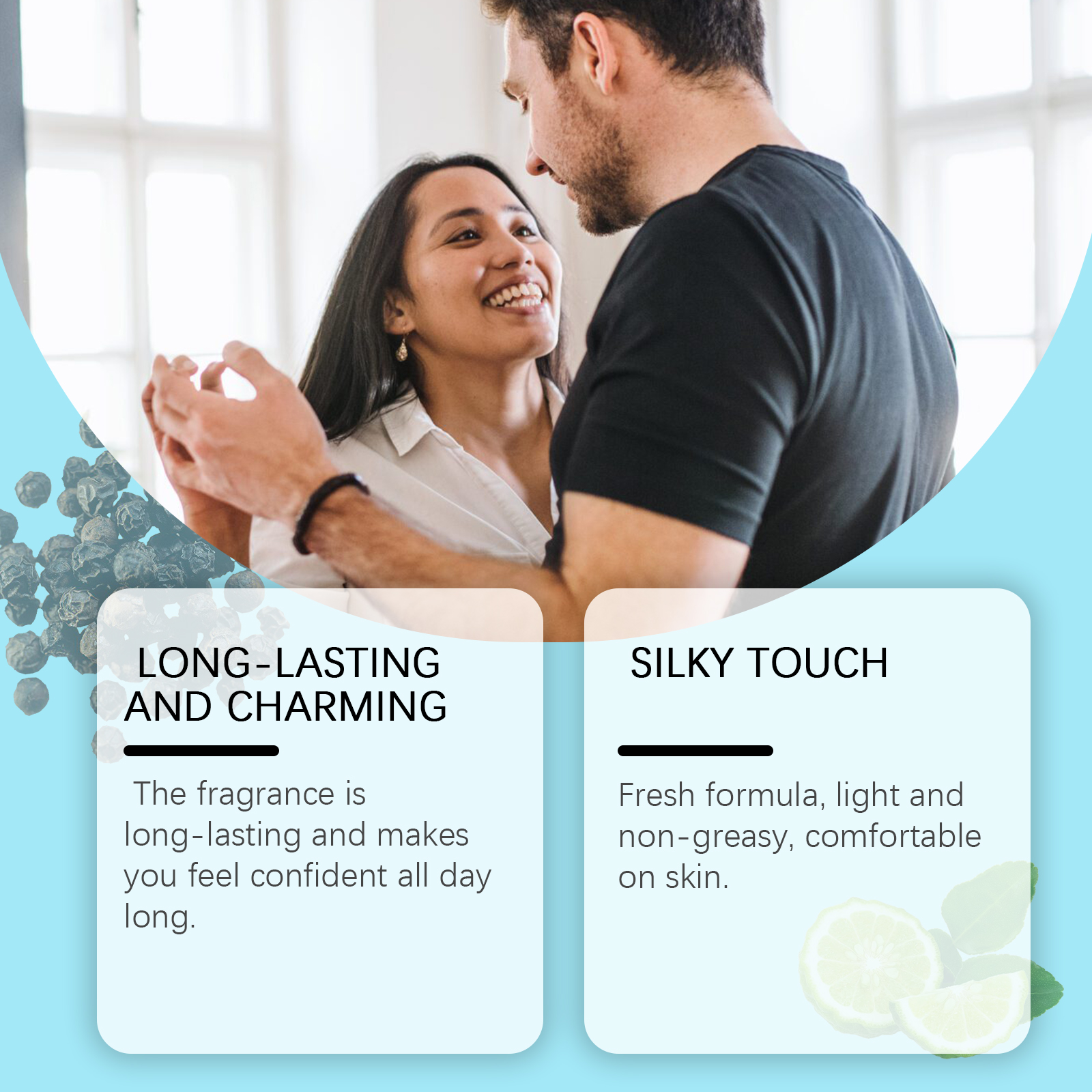 Cologne Blue Perfume Natural Light Fragrance Fresh Scent Charming Amber Longlast Elegant Couple Dating
