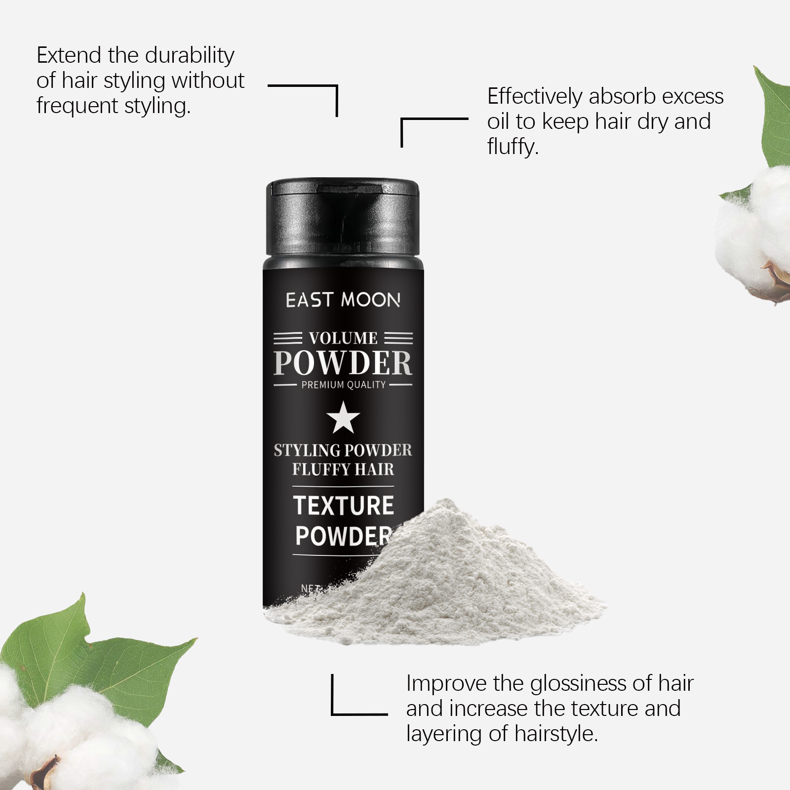 Hair Styling Powder Boosts Curls Holds Shape Smooths Frizz Adds Natural Shine Non Greasy For All Hair Types