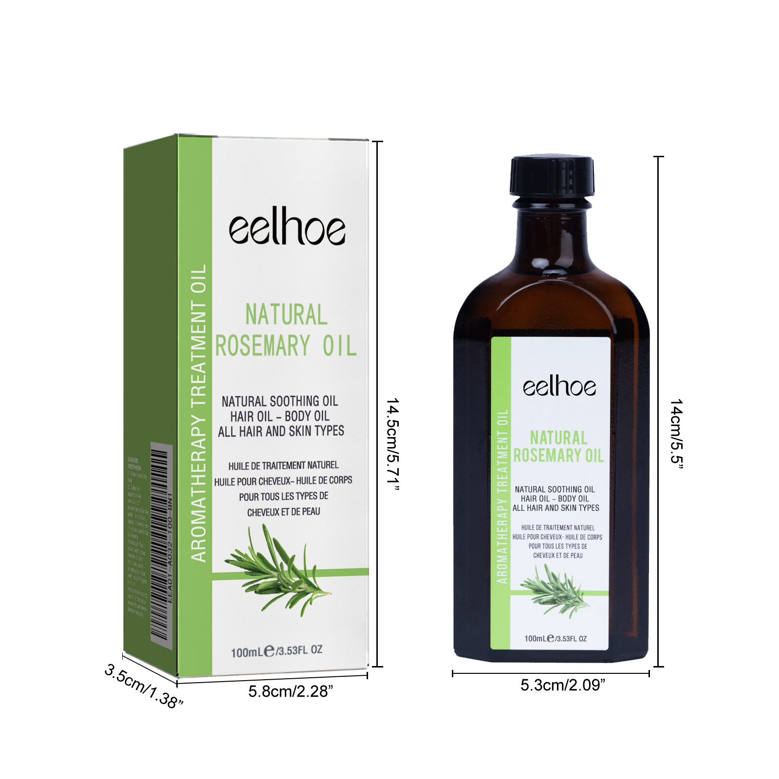 Rosemary Hair Oil Nourishing Smoothing Frizz Control Heat Protection For Dry Damaged Hair Daily Scalp And Strand Treatment