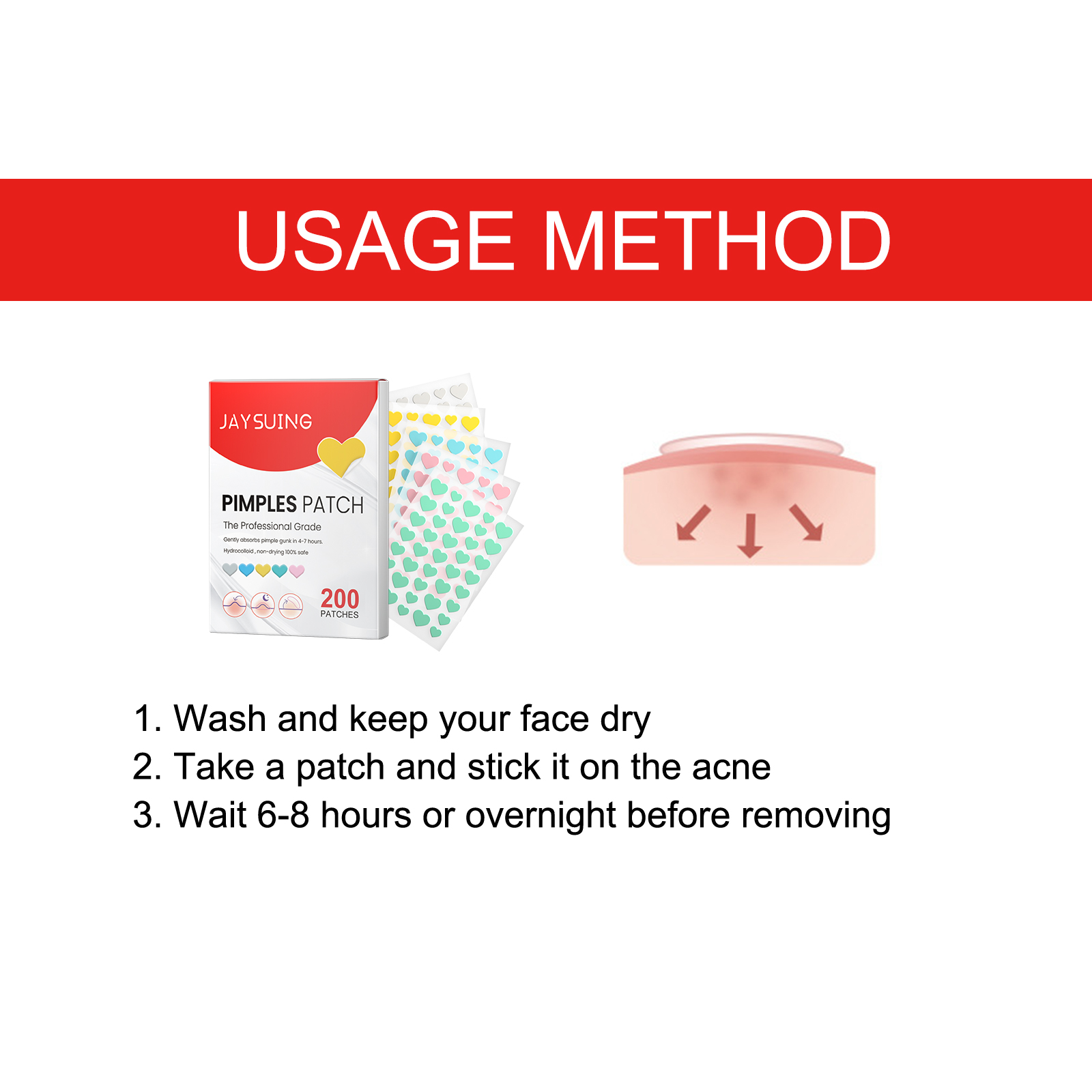 Heart Shaped Acne Patch Hydrocolloid Tea Tree Oil Witch Hazel For Blemish Cover And Daily Skincare