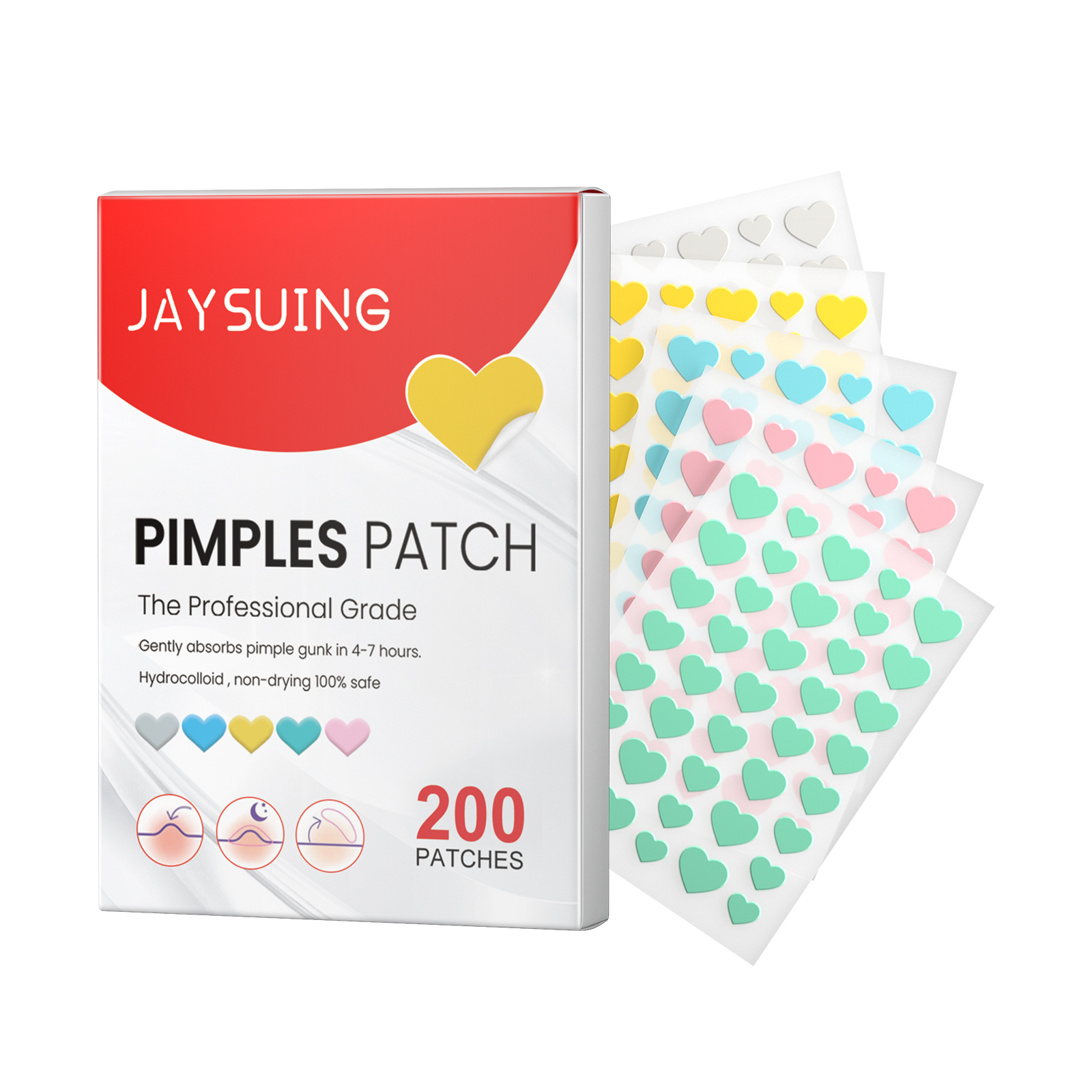 Heart Shaped Acne Patch Hydrocolloid Tea Tree Oil Witch Hazel For Blemish Cover And Daily Skincare