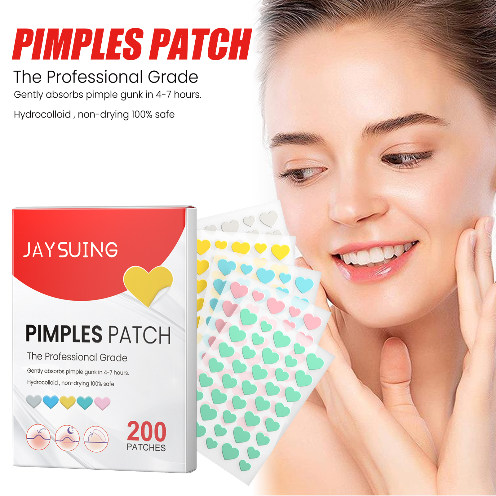 Heart Shaped Acne Patch Hydrocolloid Tea Tree Oil Witch Hazel For Blemish Cover And Daily Skincare